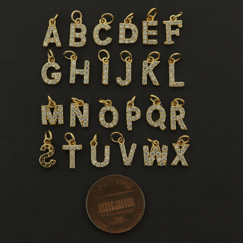 14k Gold Letter Charm - Alphabet Pendant - 14k Gold Plated - Choose Your Letter