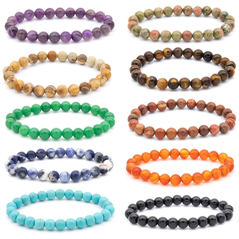 Polished Gemstone Beaded Bracelets - 8mm - Elastic - Choose from 17 Gemstones!