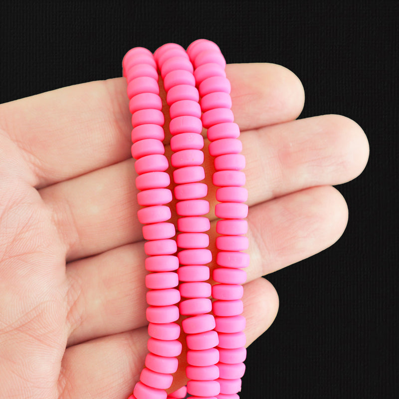 Abacus Polymer Clay Beads 4mm x 7mm - Magenta - 1 Strand 110 Beads - BD906