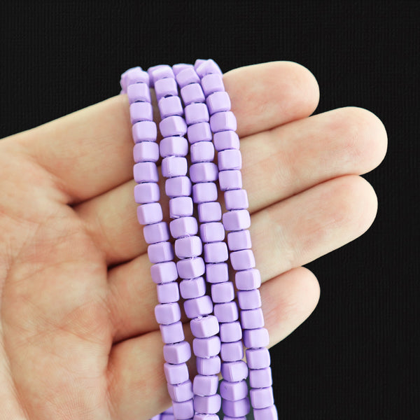 Cube Polymer Clay Beads 5mm - Purple - 1 Strand 86 Beads - BD2265