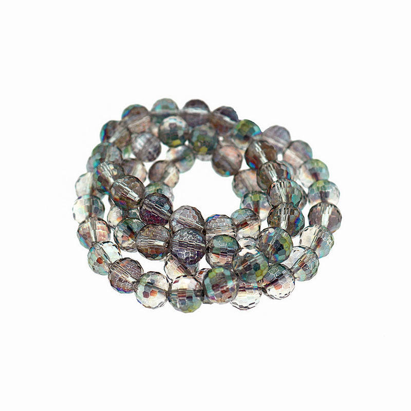 Faceted Glass Beads 10mm - Electroplated Peacock - 1 Strand 72 Beads - BD882