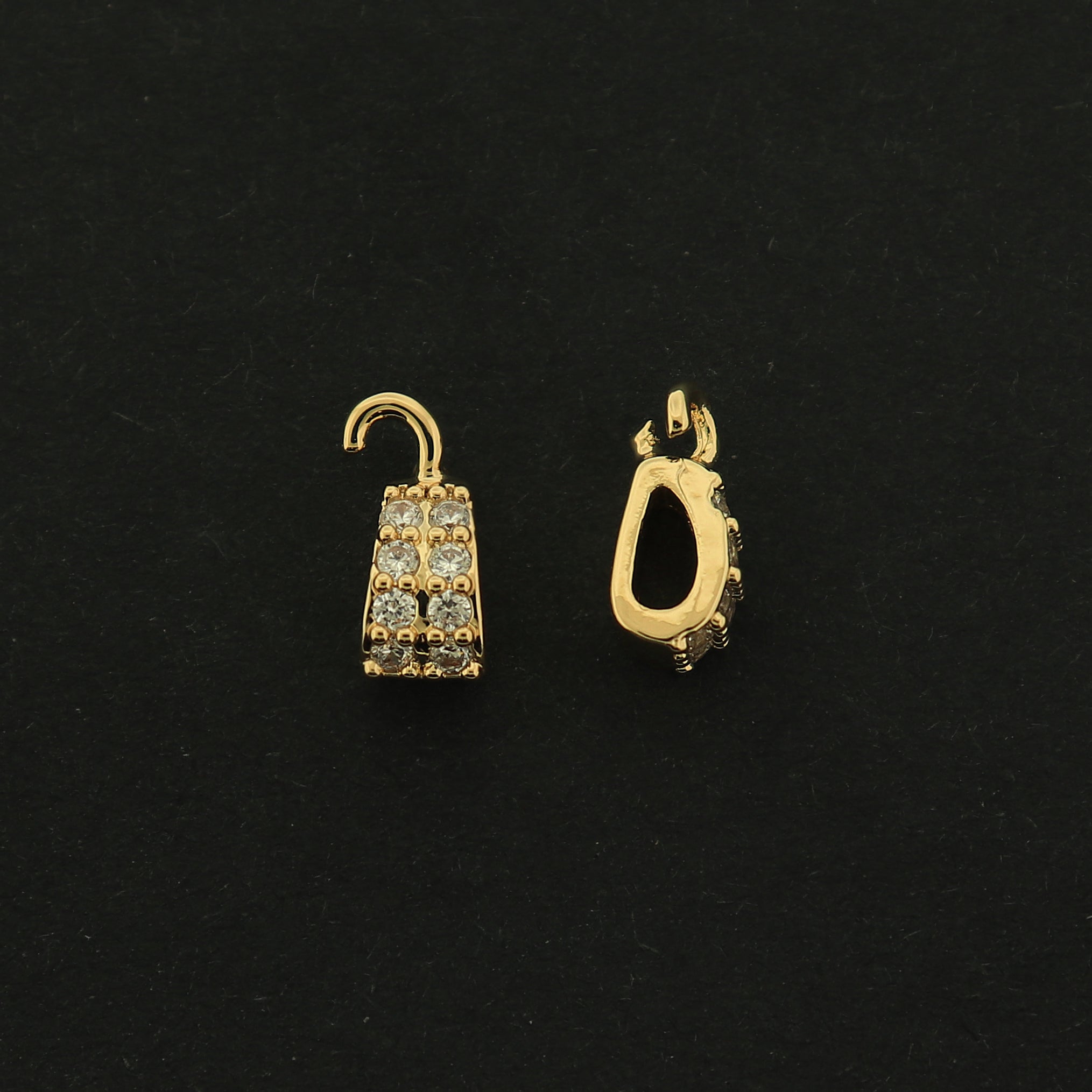 18k Bail with Rhinestones - 2 Bails - 18k Gold Plated Copper - GLD326