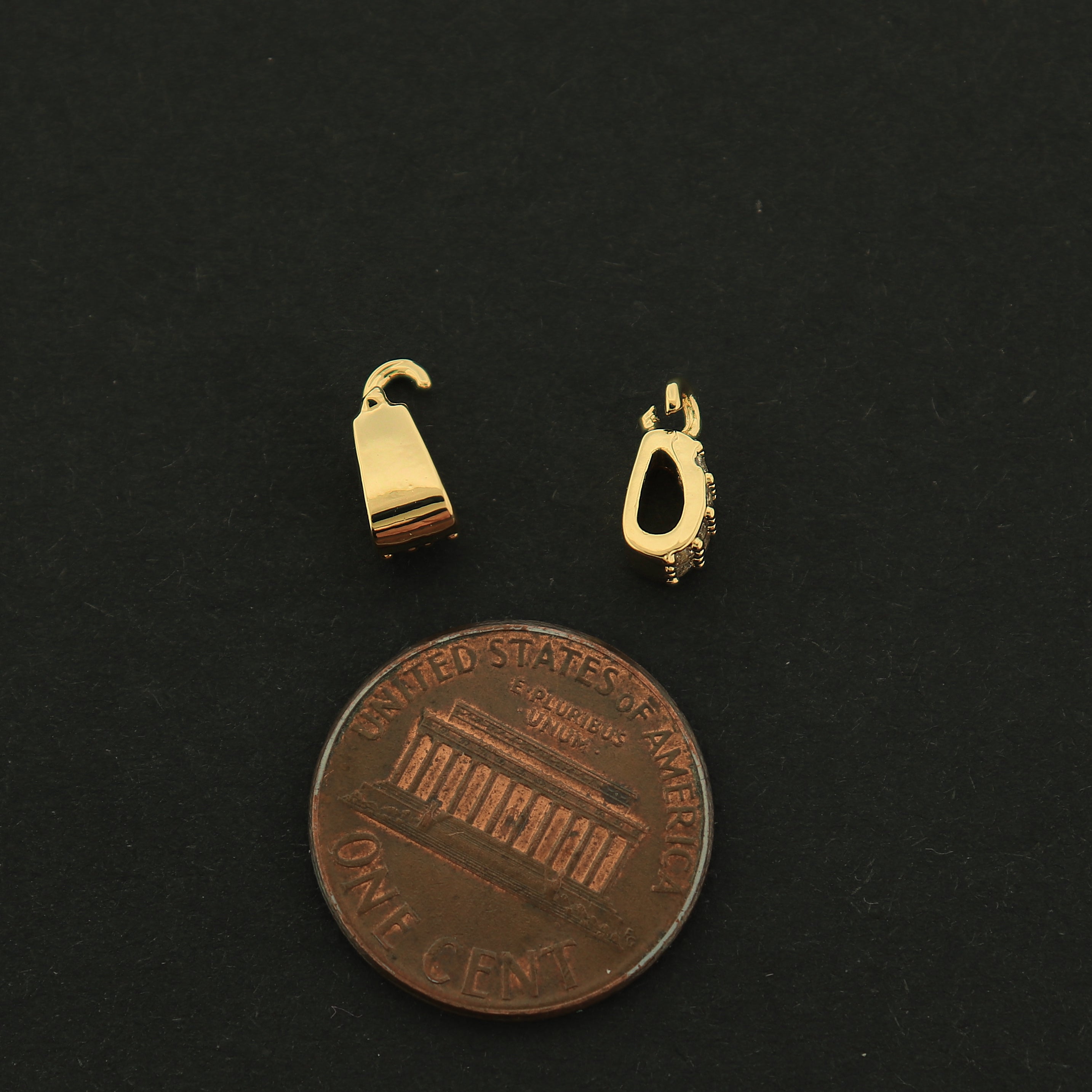 18k Bail with Rhinestones - 2 Bails - 18k Gold Plated Copper - GLD326