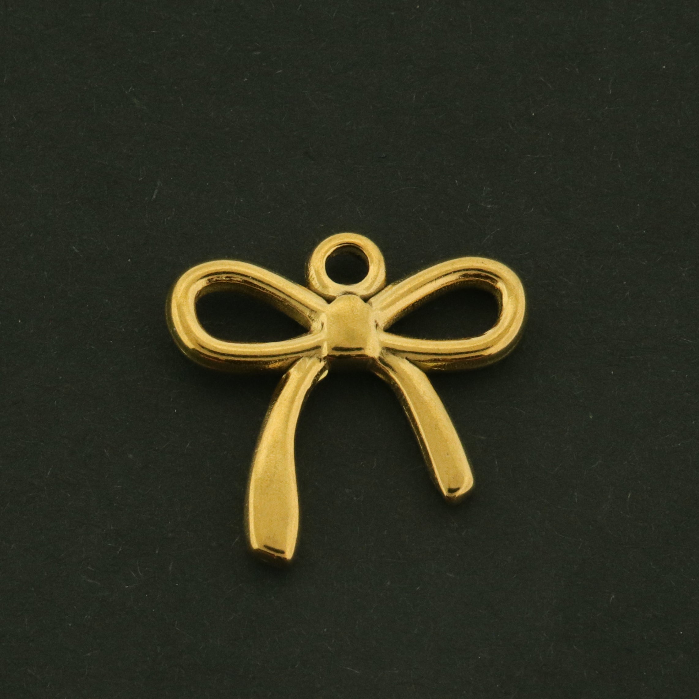 18k Bow Charm - Ribbon Pendant - 18k Gold Plated Stainless Steel - GLD987
