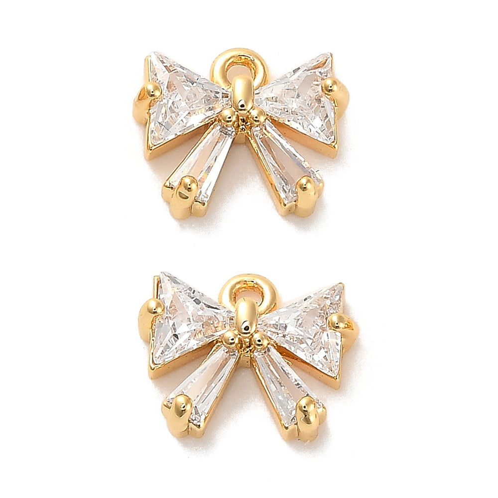 18k Bow Charm - Ribbon Pendant - 18k Gold Plated with CZs - GLD1196