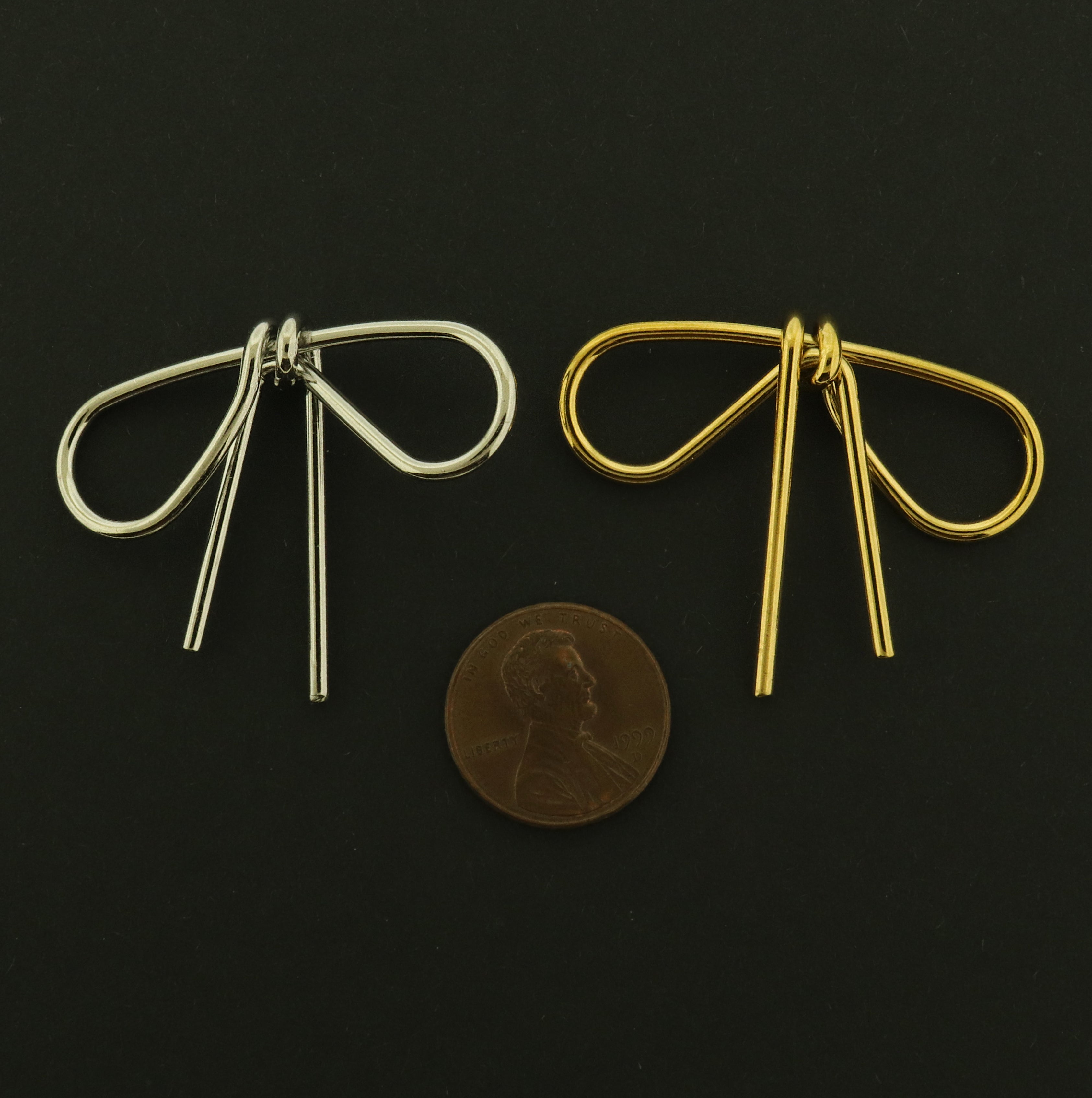 18k Bow Charm - Ribbon Pendant - Stainless Steel - Choose Silver or Gold Plated!