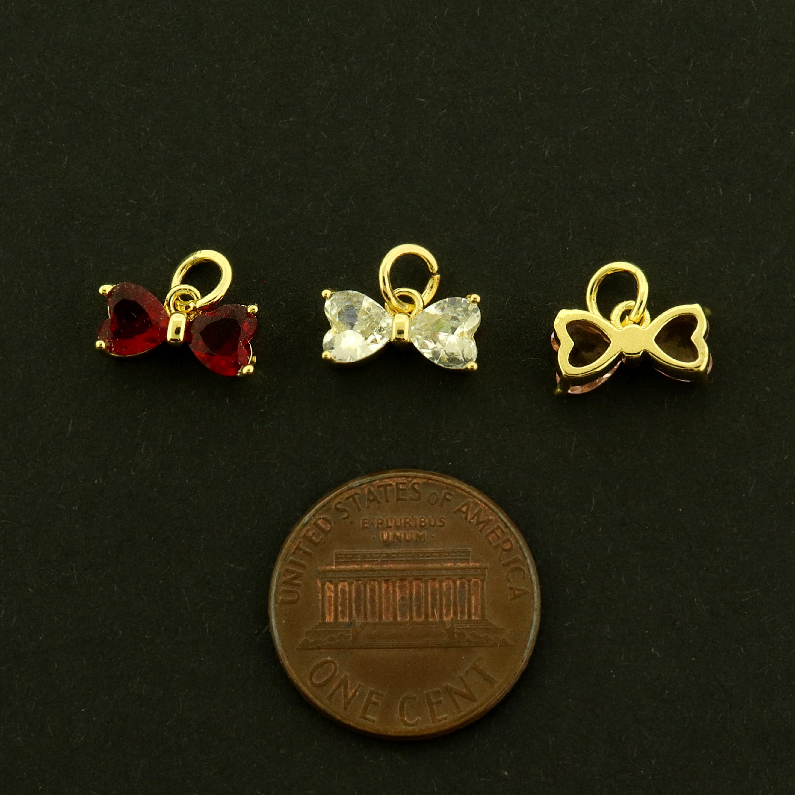 18k Bowtie Charms - Choose Your Color - 18k Gold Plated