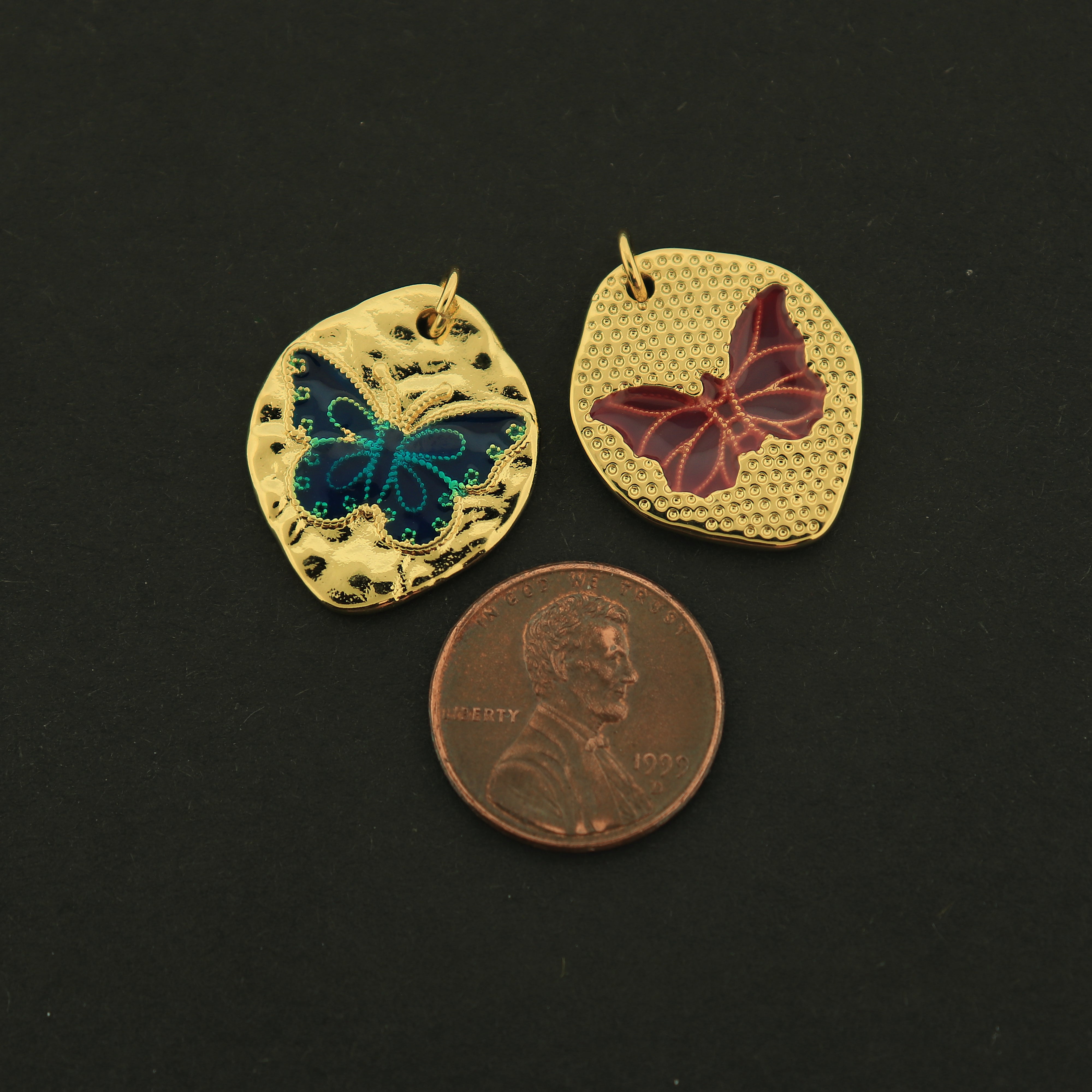 18k Butterfly Charm - Insect Pendant - 18k Gold Plated - Choose Your Color