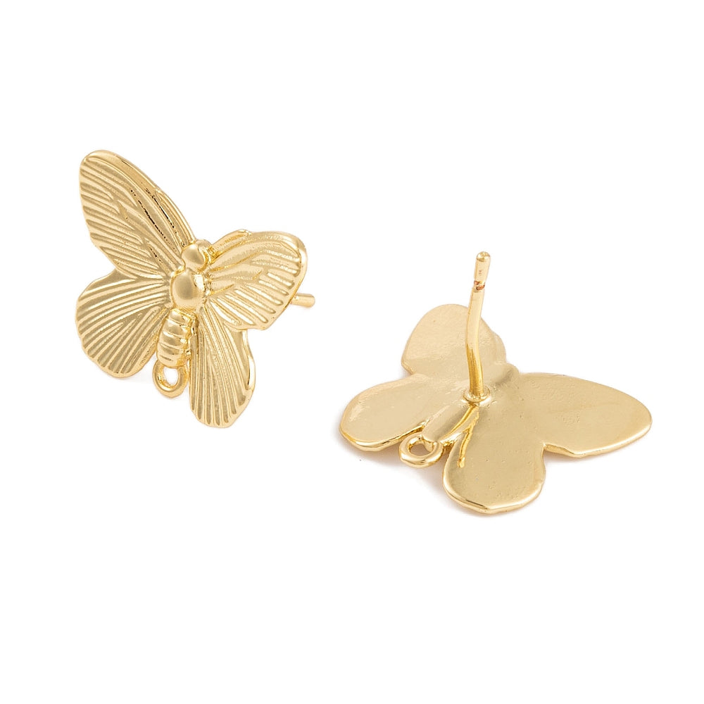 18k Butterfly Earring Studs - 18k Gold Plated Brass - GLD985