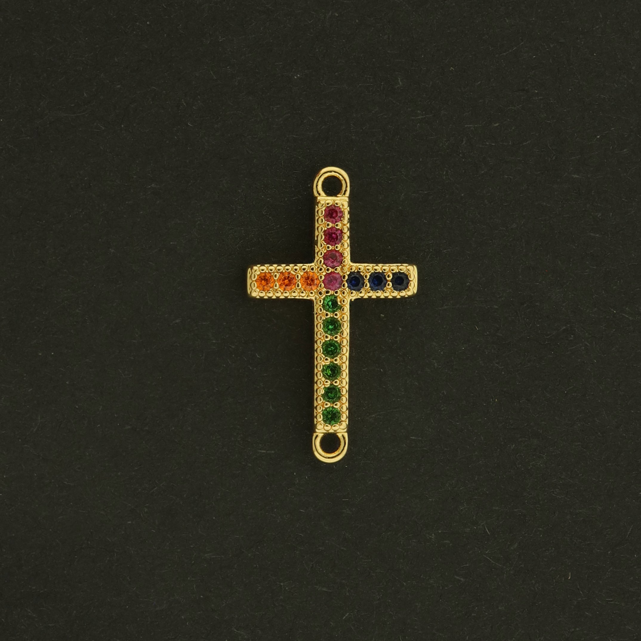 18k Cross Connector - Religious Charm - 18k Gold Plated - GLD785