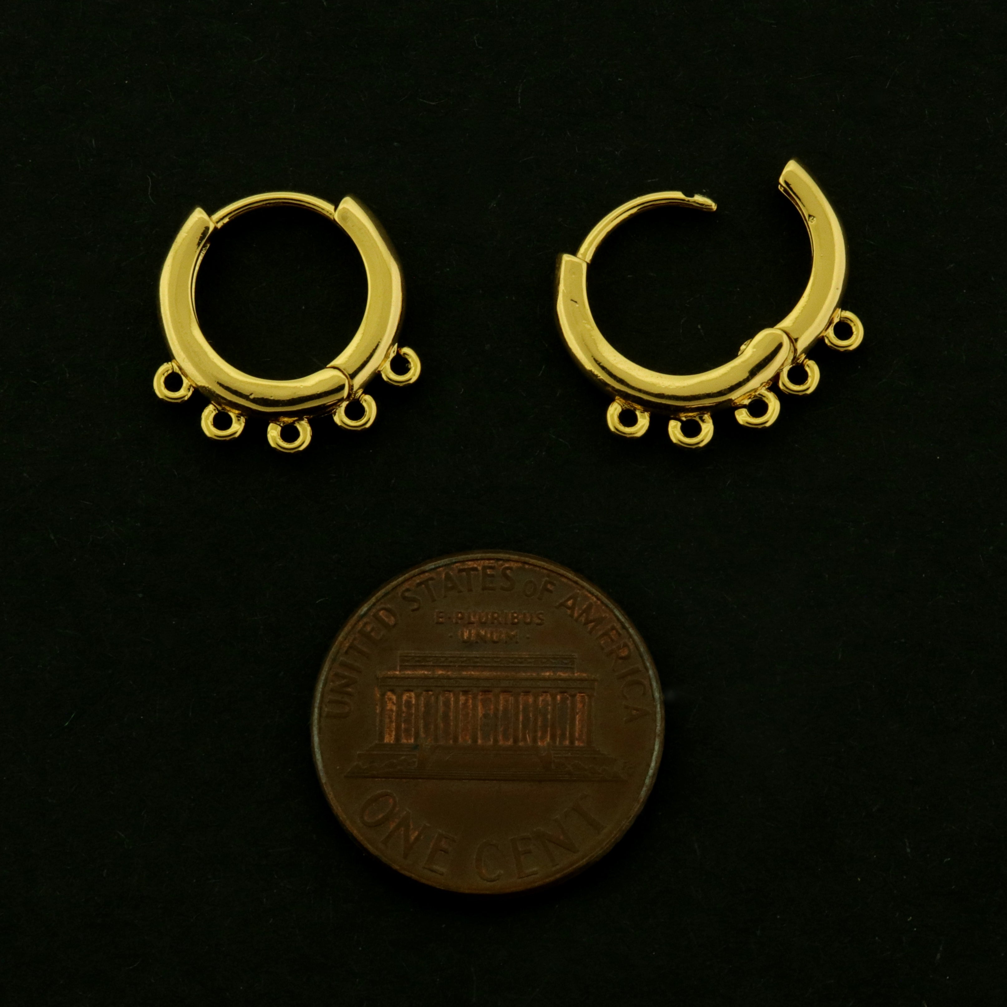 18k Earrings - 2 Pairs Leverback Earrings - 18k Gold Plated Brass - GLD798