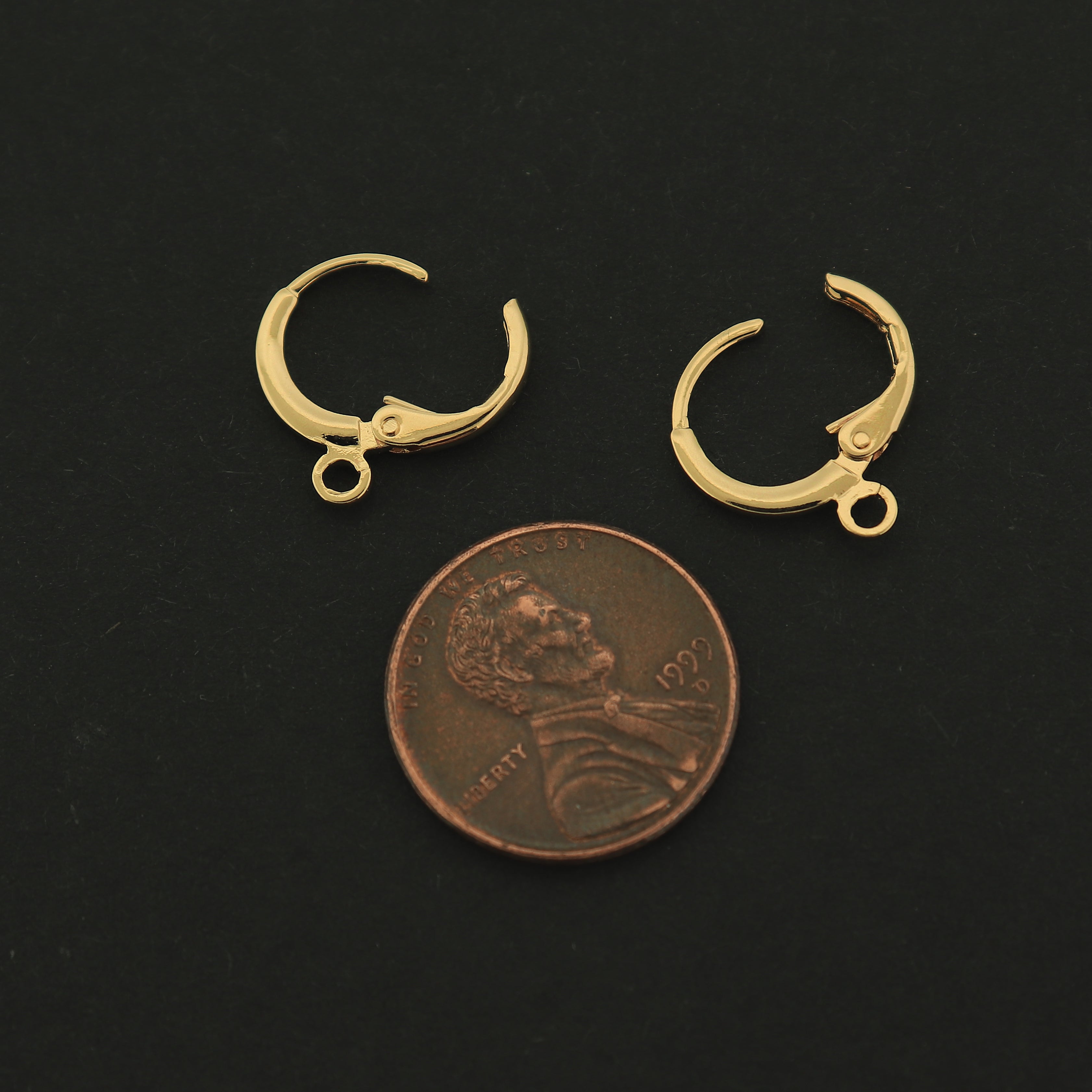 18k Earrings - 5 Pairs Leverback Earrings - 18k Gold Filled Copper - GLD432