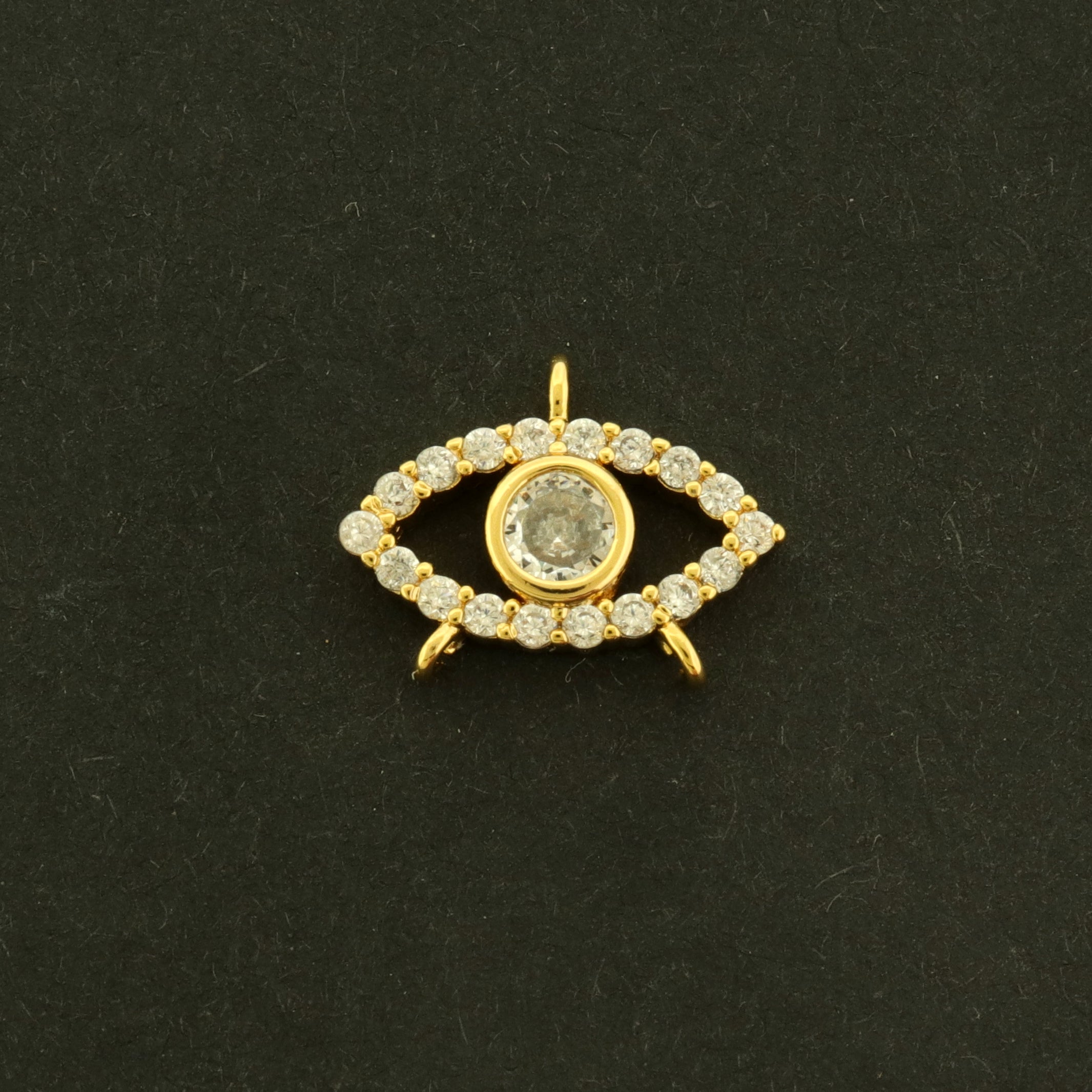18k Evil Eye Connector Charm - Spiritual Pendant - 18k Gold Plated - GLD1130