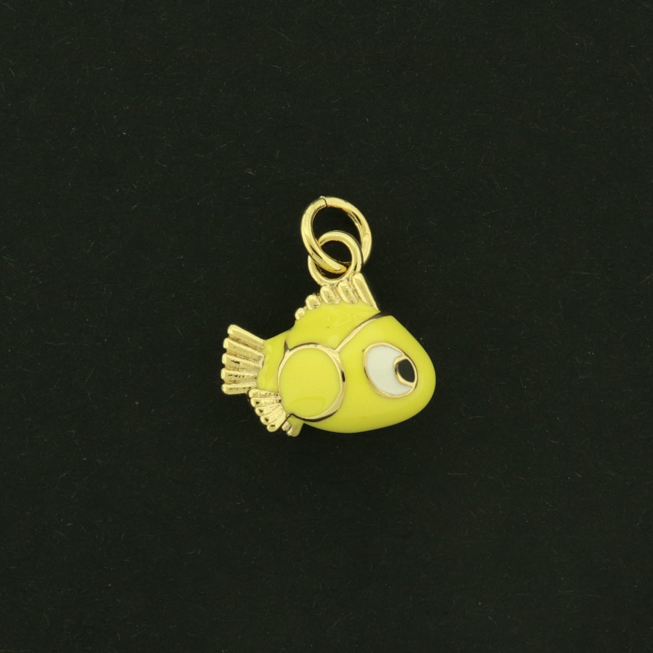 18k Fish Charm - 3D Ocean Pendant - 18k Gold Plated with Enamel - GLD1125