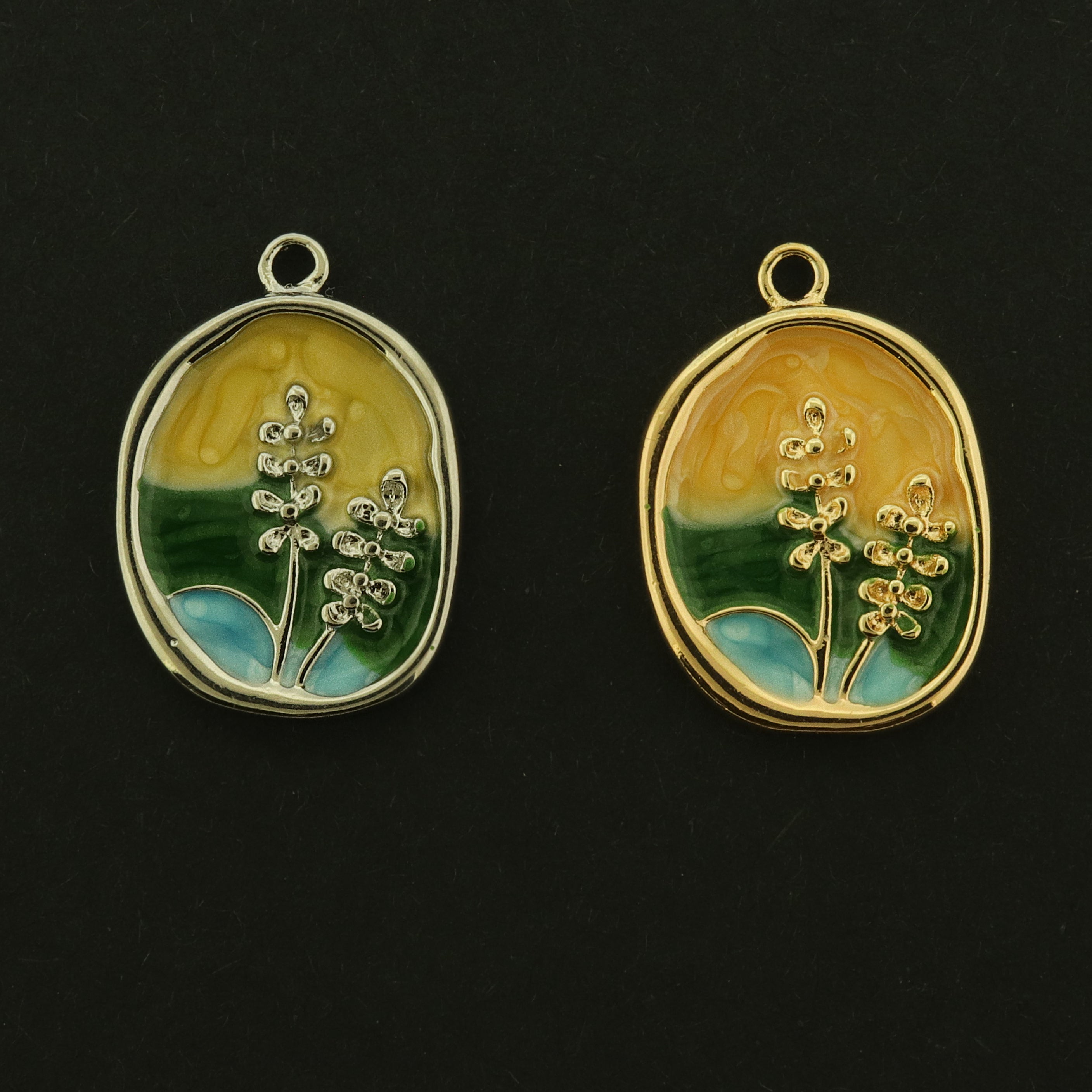 18k Flower Charm - Enamel Flower Pendant - Choose Gold or Platinum Plated!