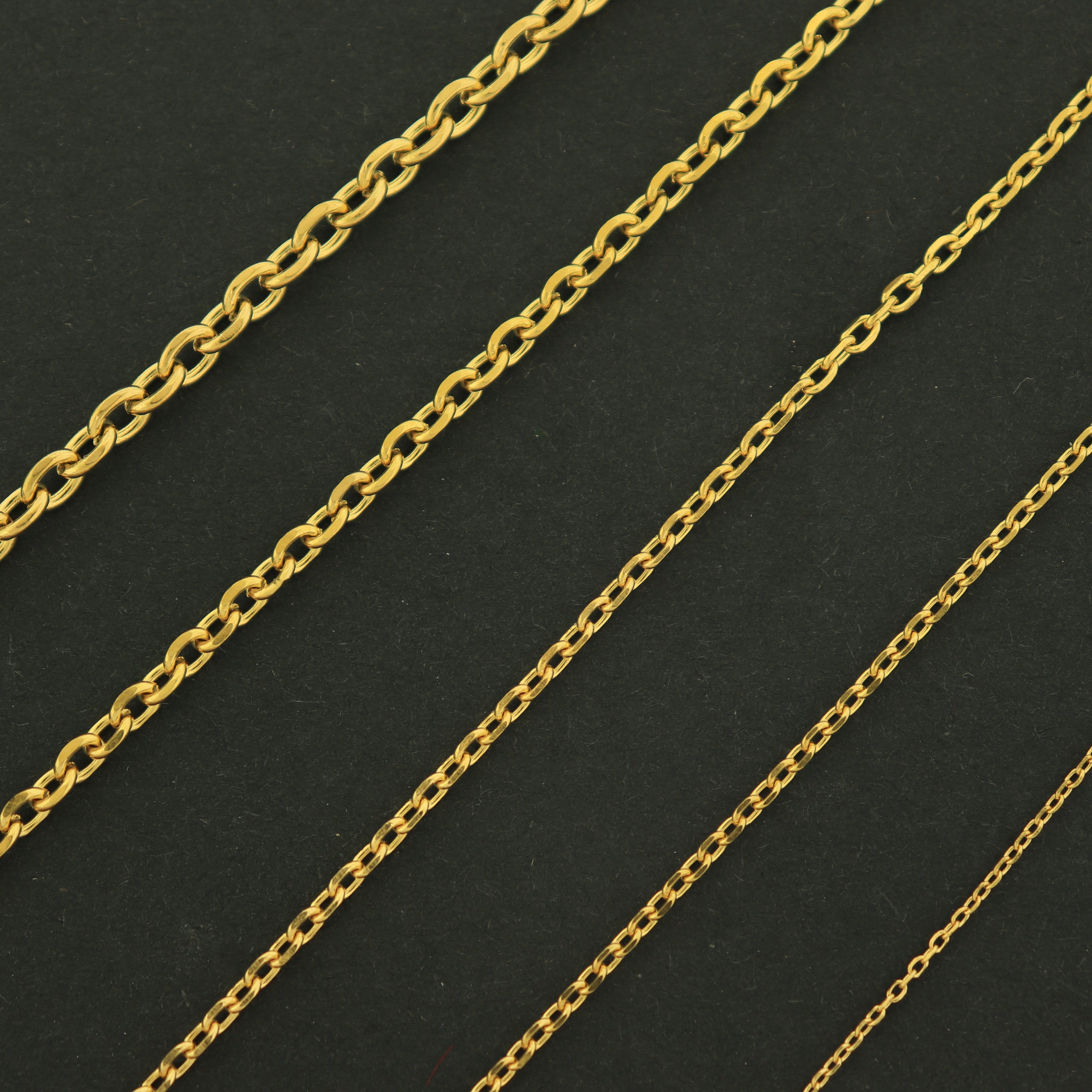 18k Gold Cable Chain - Bulk Chain - 1 Foot - 18k Gold Plated - Choose Your Thickness