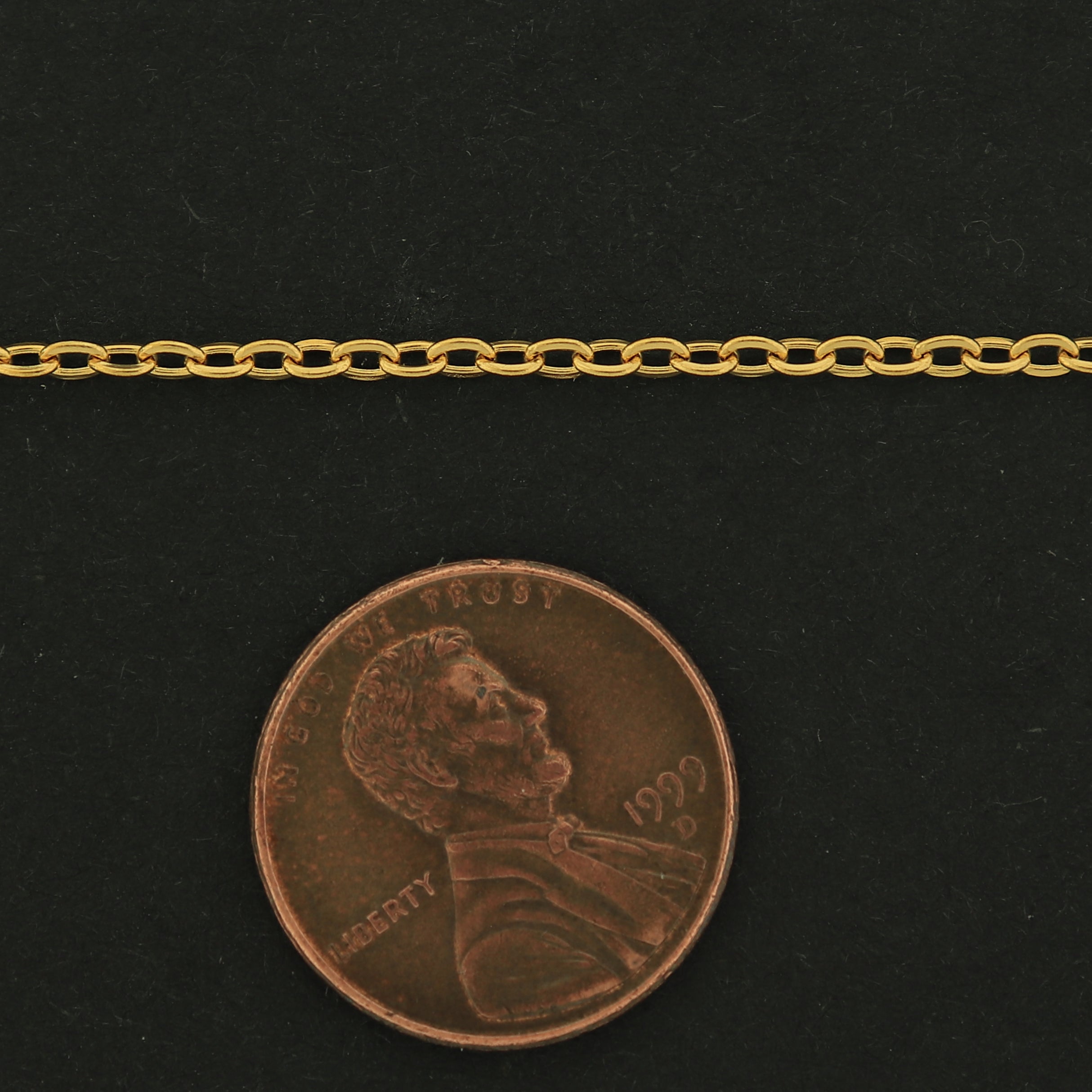 18k Gold Cable Chain - Dainty 0.5mm - 1 Foot - 18k Plated Stainless Steel - GLD005