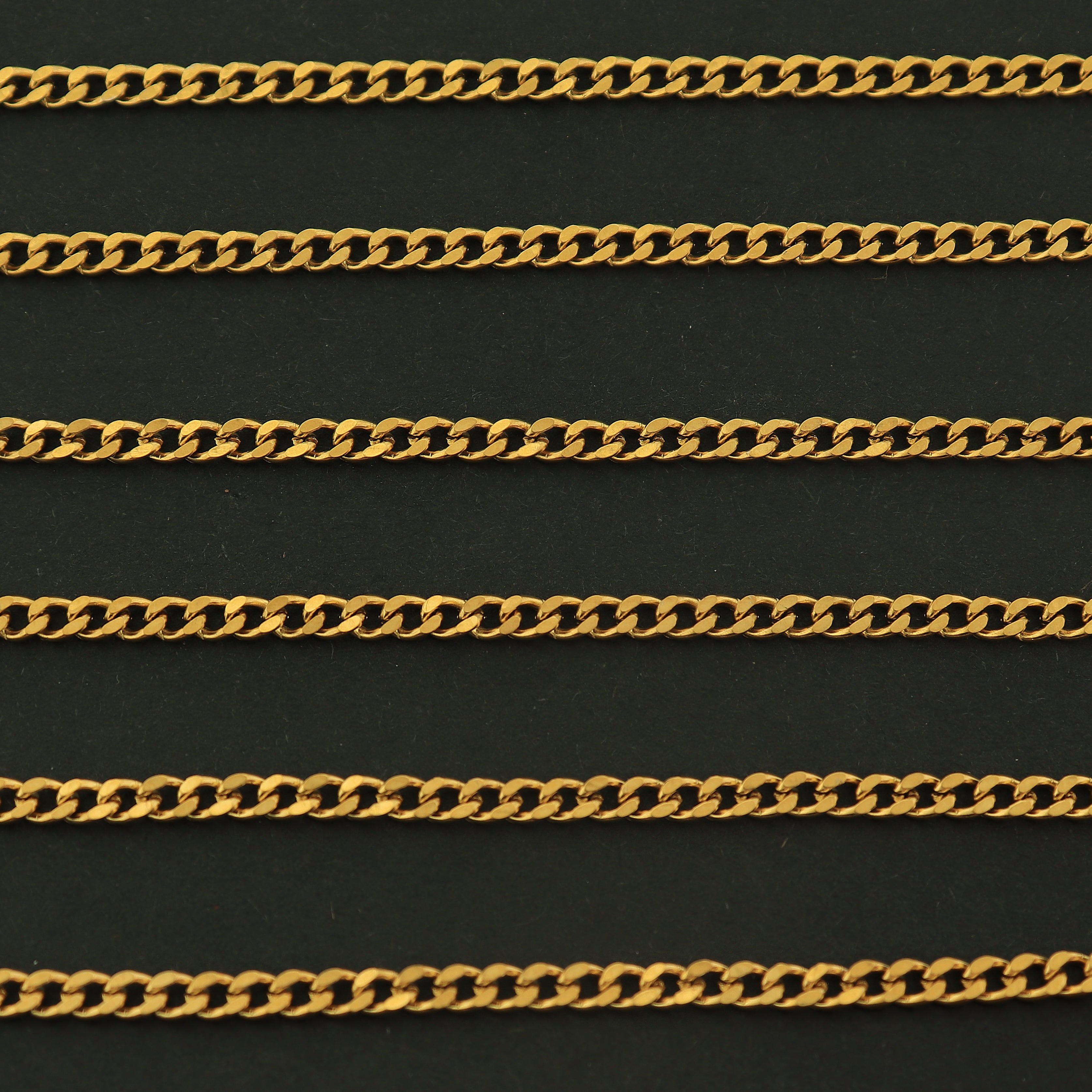 18k Gold Curb Chain - Per Foot - 18k Plated Stainless Steel - GLD009