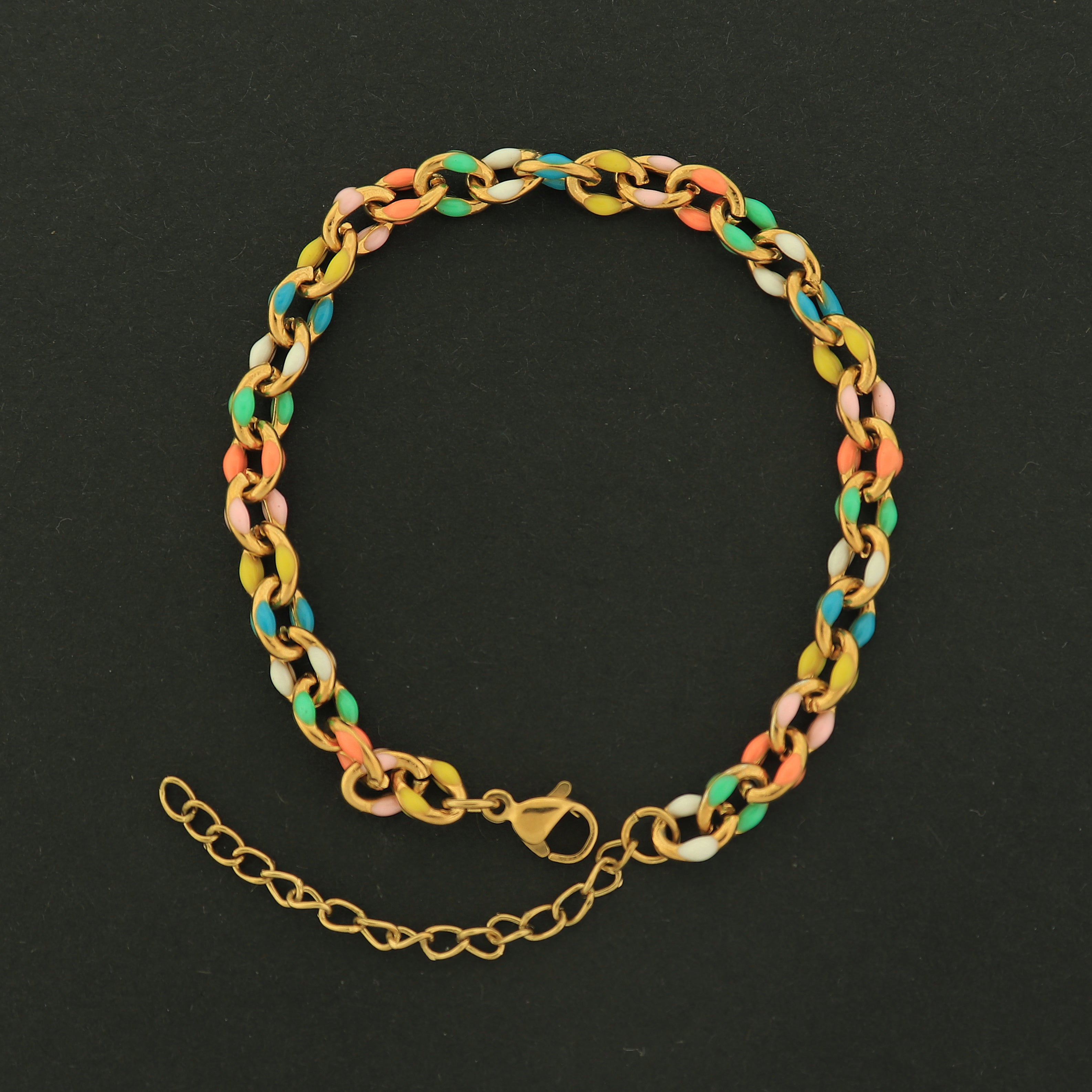18k Gold Enamel Cable Chain - Bracelet or Necklace - 18k Gold Plated