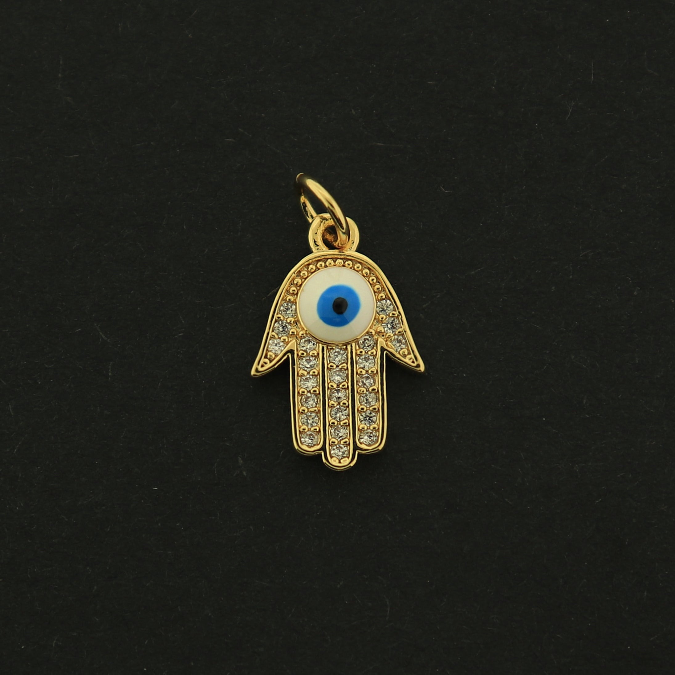 18k Gold Hamsa Hand Charm - Spiritual Pendant - 18k Gold Plated - GLD117