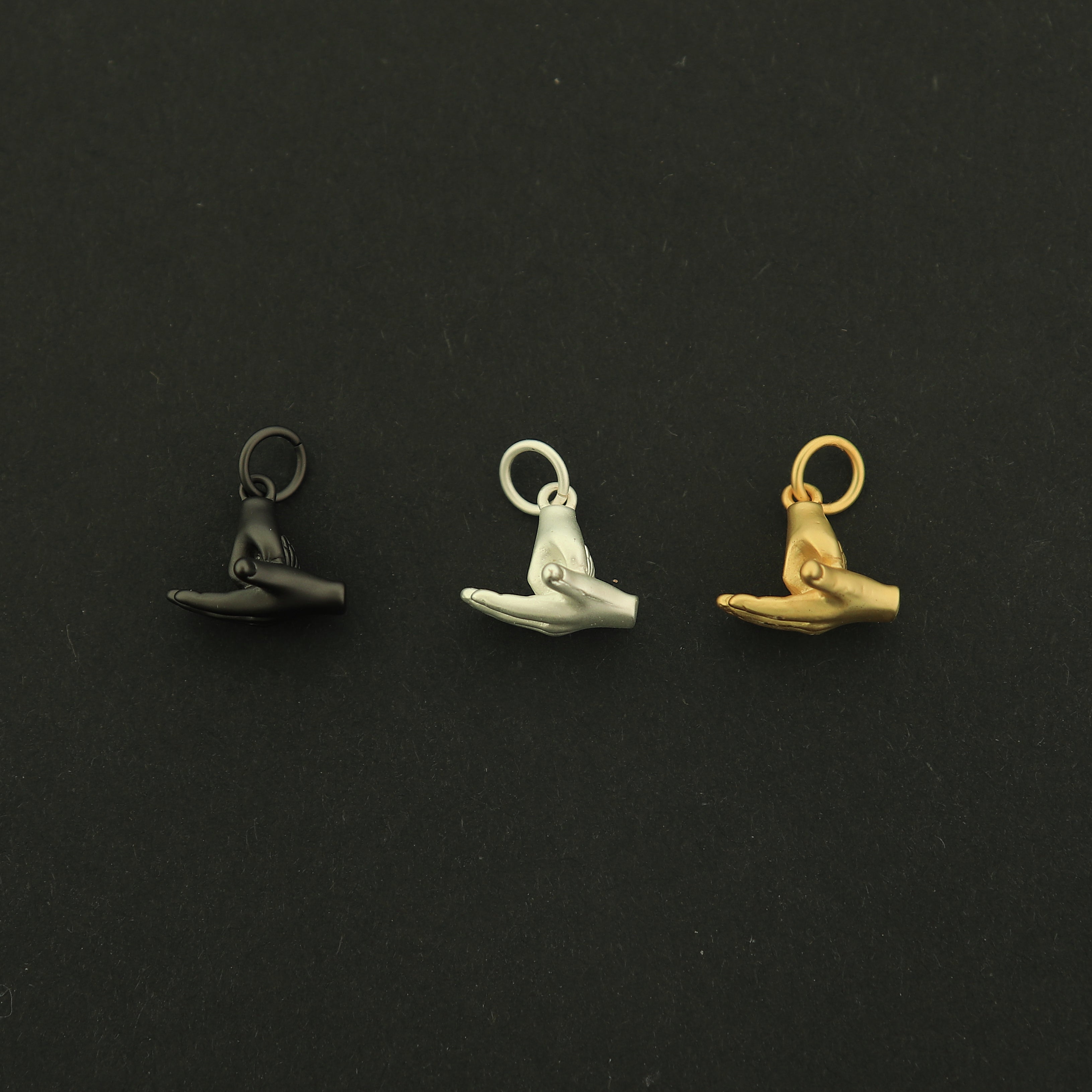 18k Gold Help Sign Charm - Hand Symbol Sign Language Pendants - 18k Matte Gold Plated - Choose Your Tone