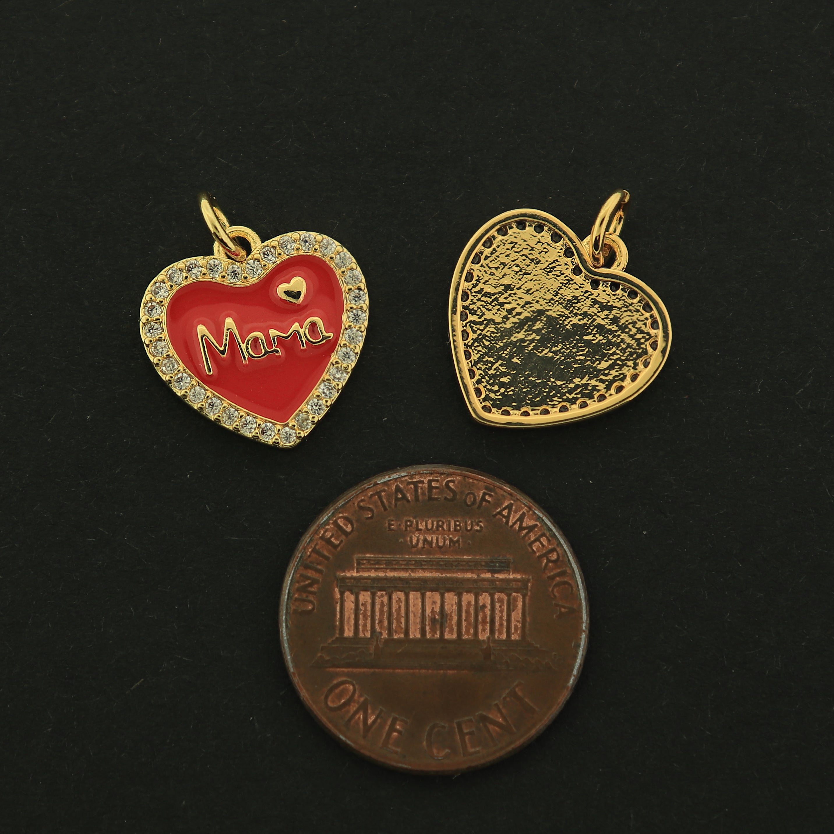 18k Gold Mama Charm - Mom Pendant - Red or White - 18k Gold Plated