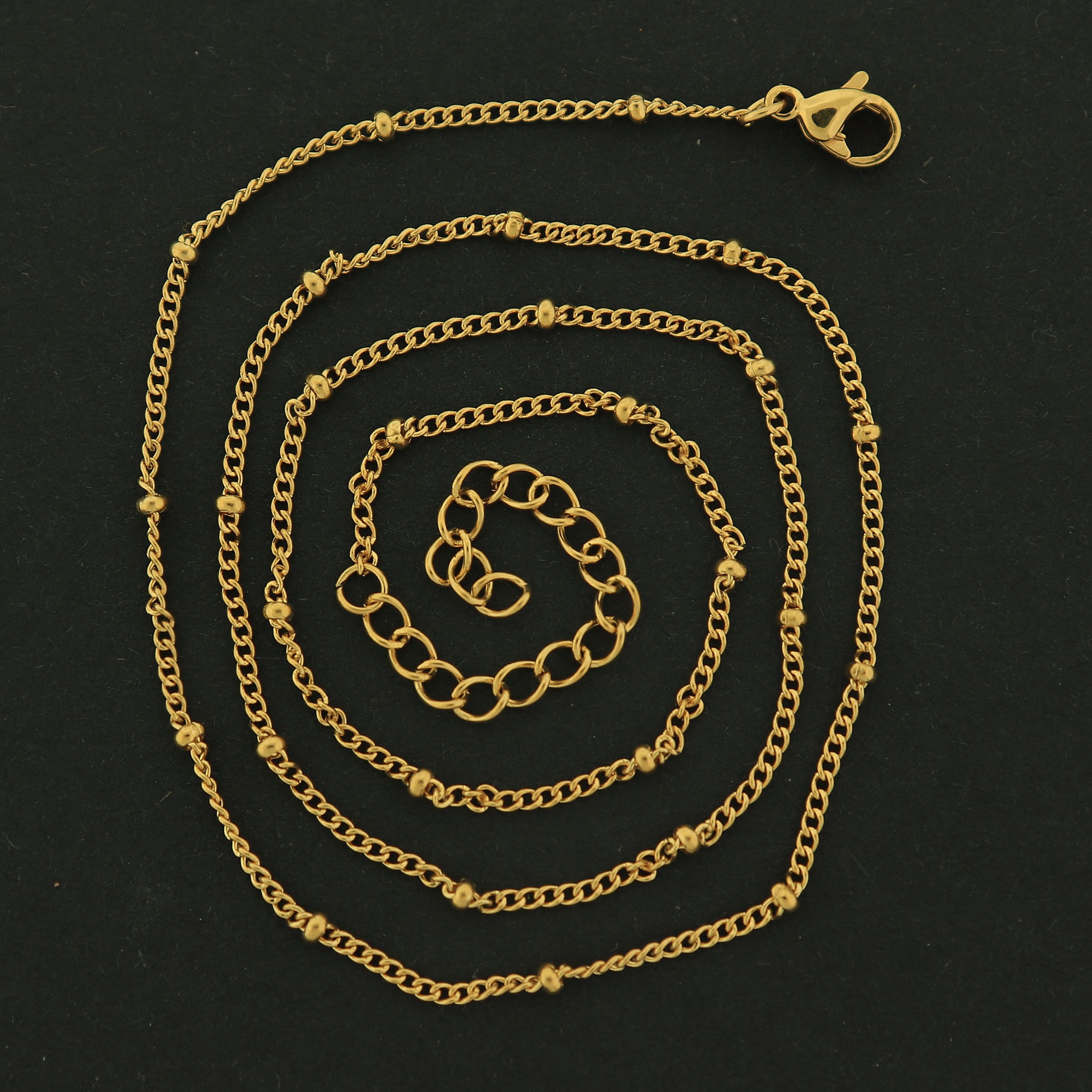 18k Gold Necklace - 18" Curb Ball Chain - 18k Plated Brass - GLD015