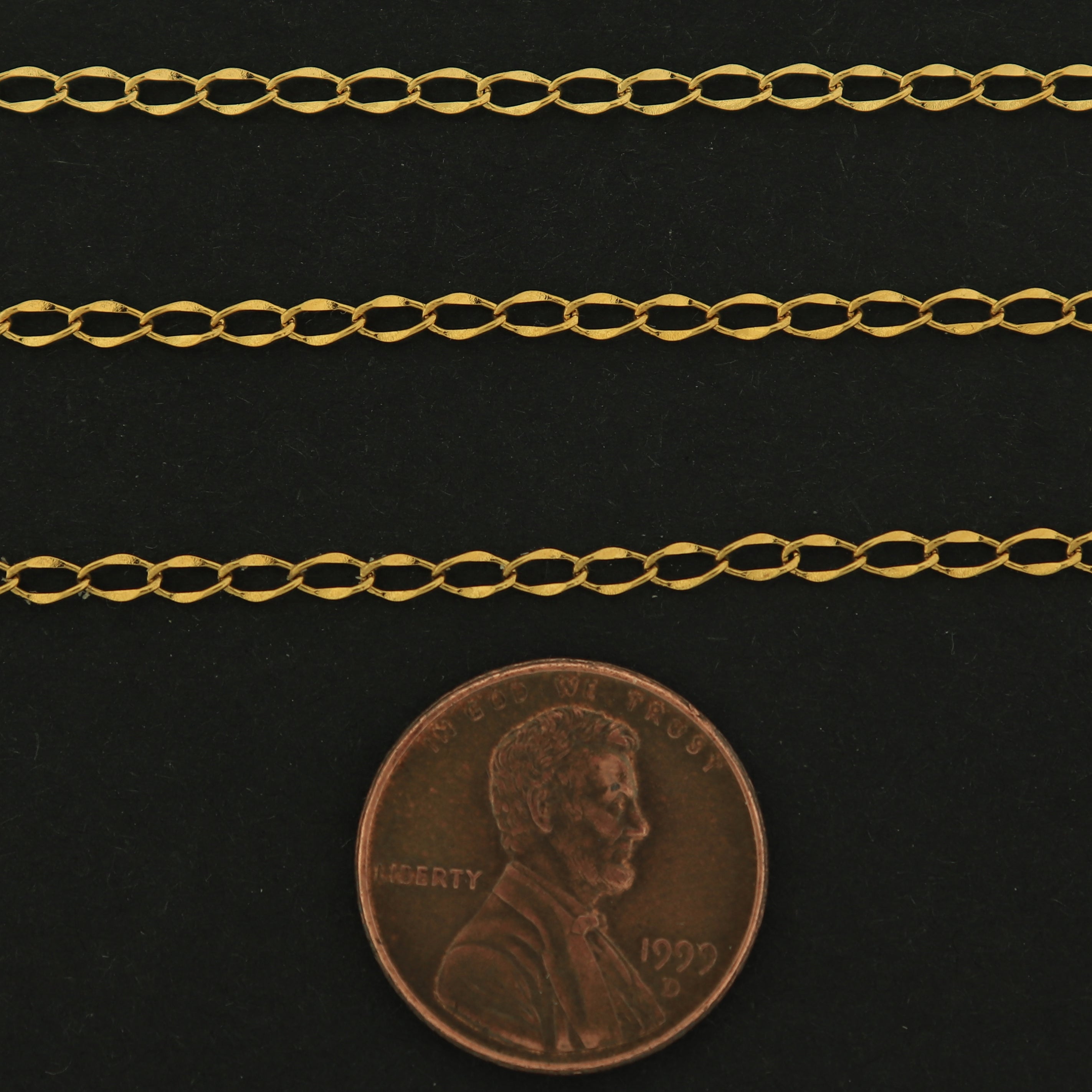 18k Gold Paperclip Chain - Per Foot - 18k Plated Stainless Steel - GLD006