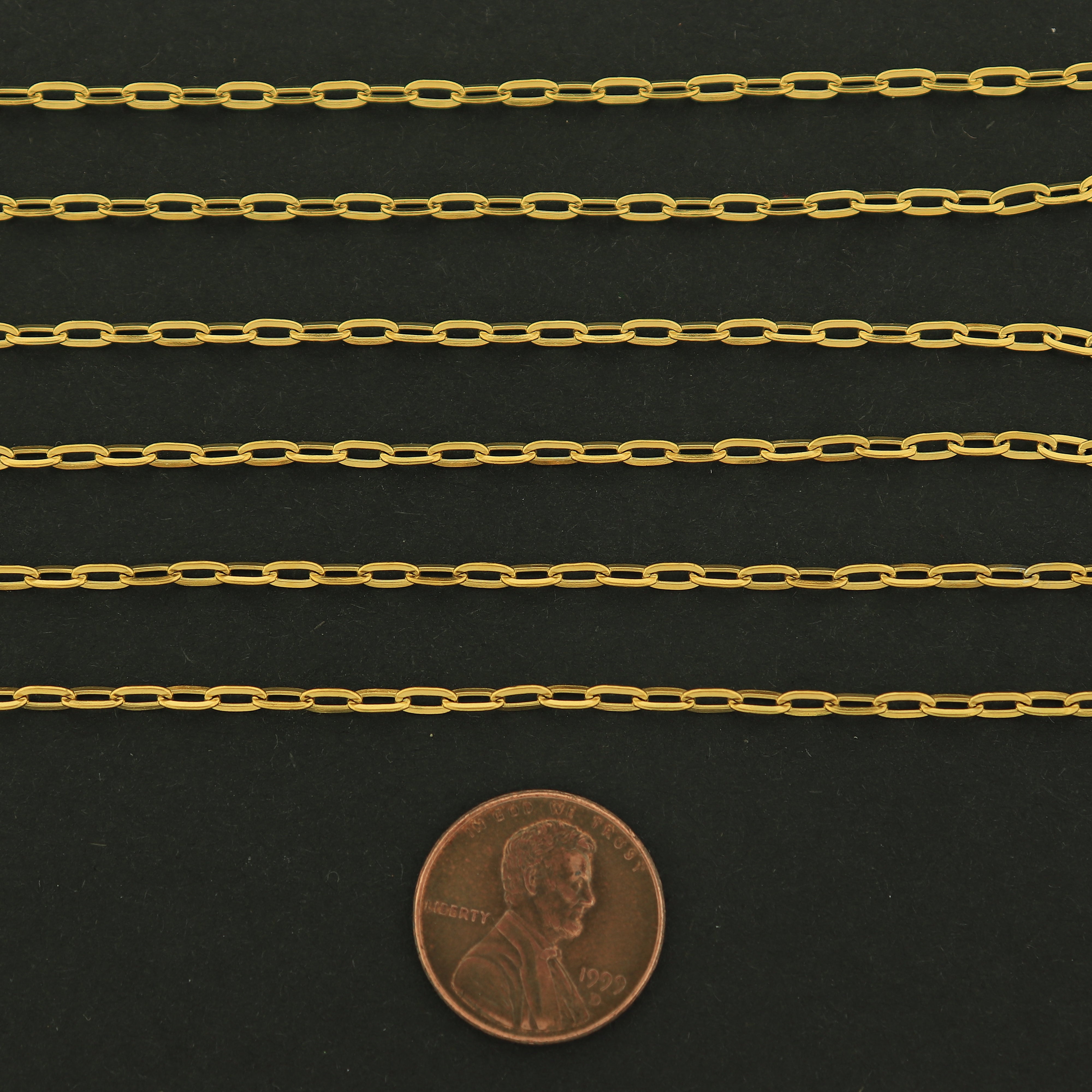 18k Gold Paperclip Chain - Sold by the Foot - 18k Gold Plated Stainless