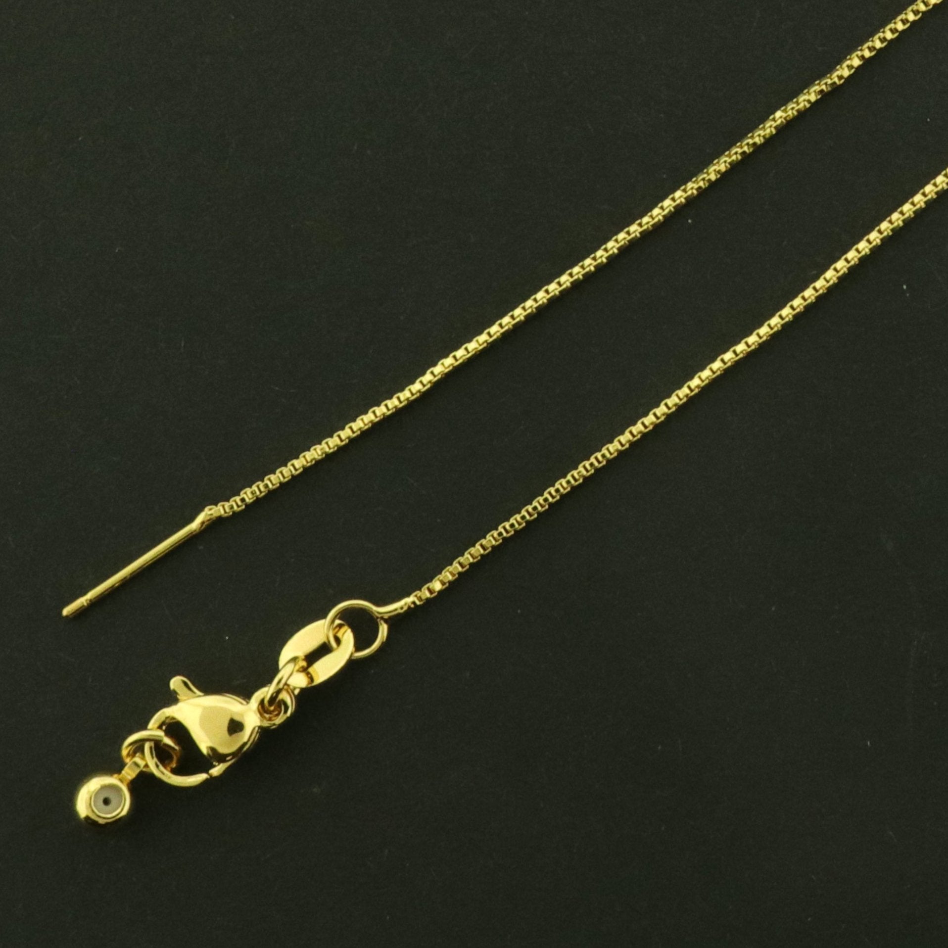 18k Gold Plated Box Chain Necklace with Silicone Stopper - 18" - GLD794