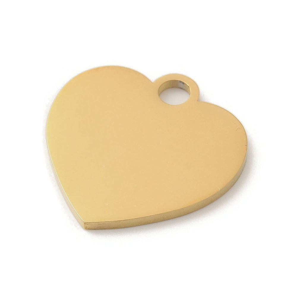 18k Gold Plated Stainless Steel Heart Stamping Blank - MT080