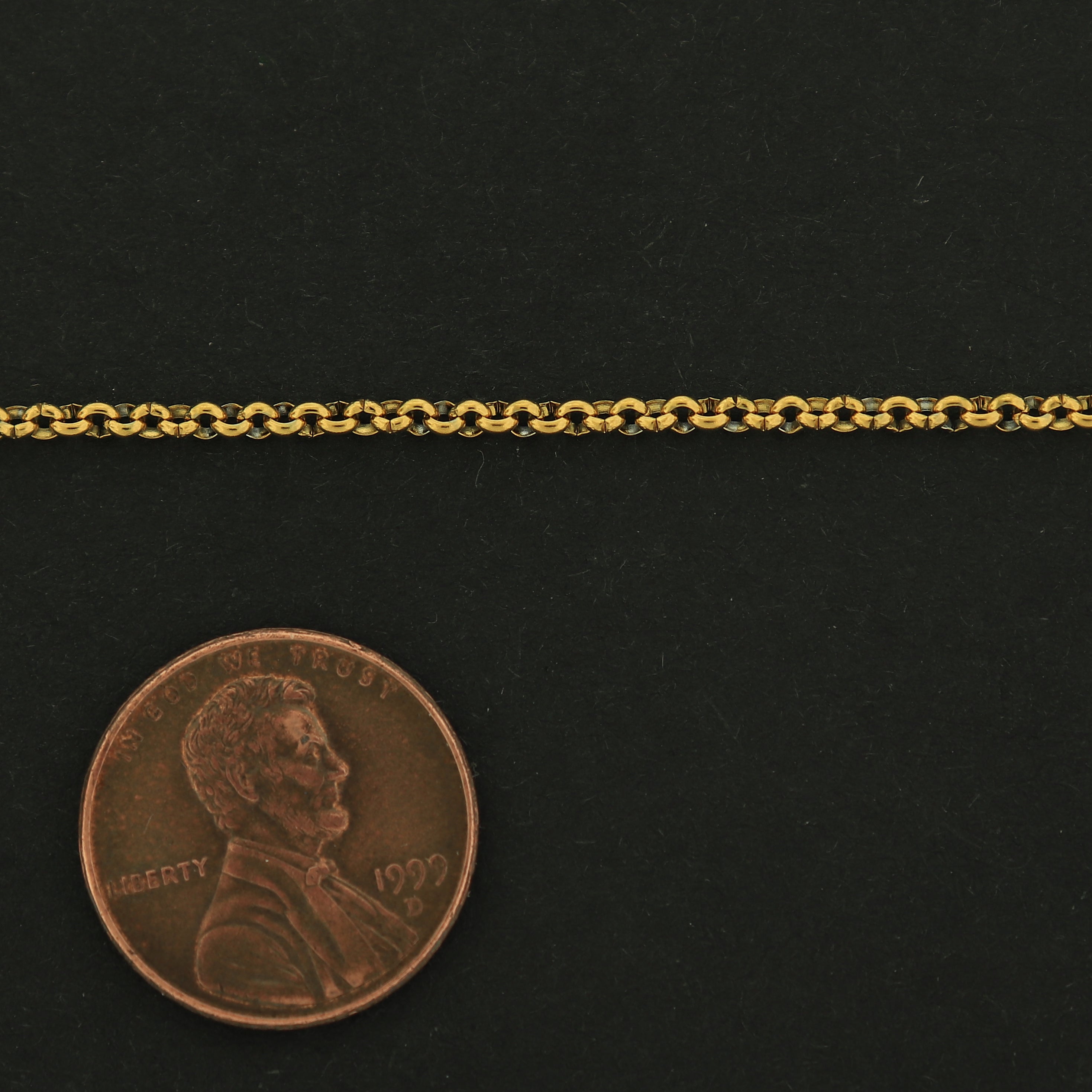 18k Gold Rolo Chain - Per Foot - 18k Plated Stainless Steel - GLD004