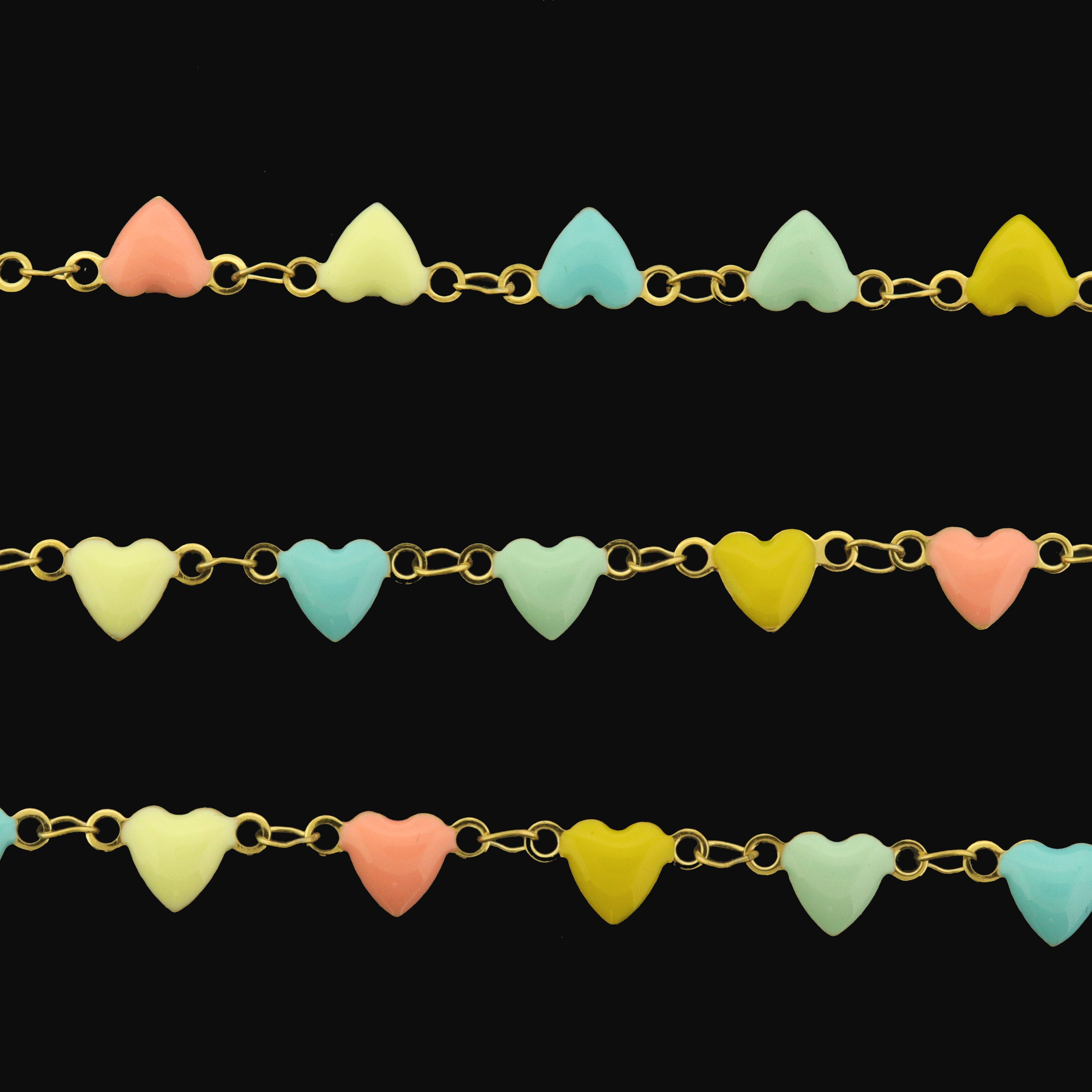 18k Gold Stainless Steel Enamel Heart Chain - 1 Meter - Choose Your Color!