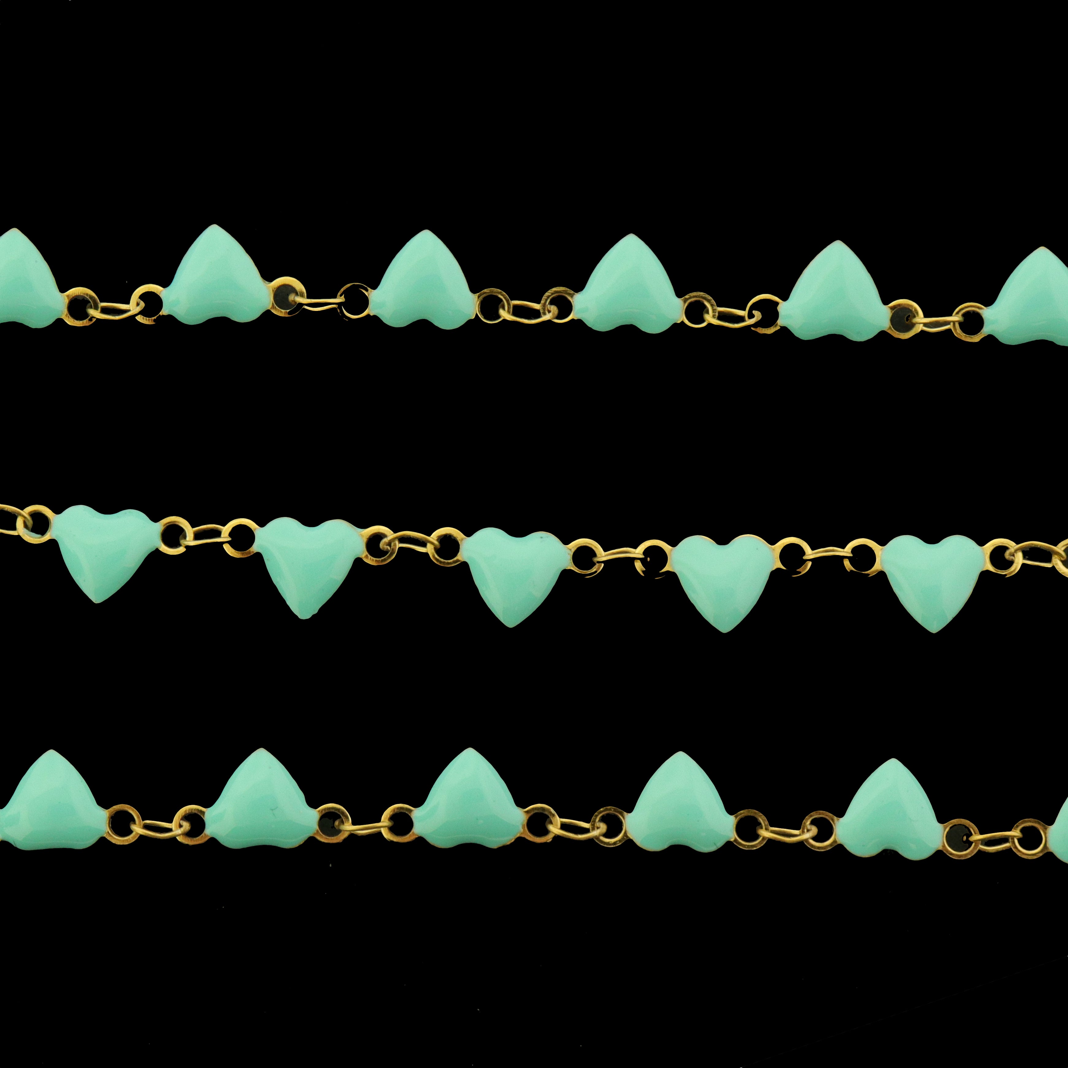 18k Gold Stainless Steel Enamel Heart Chain - 1 Meter - Choose Your Color!