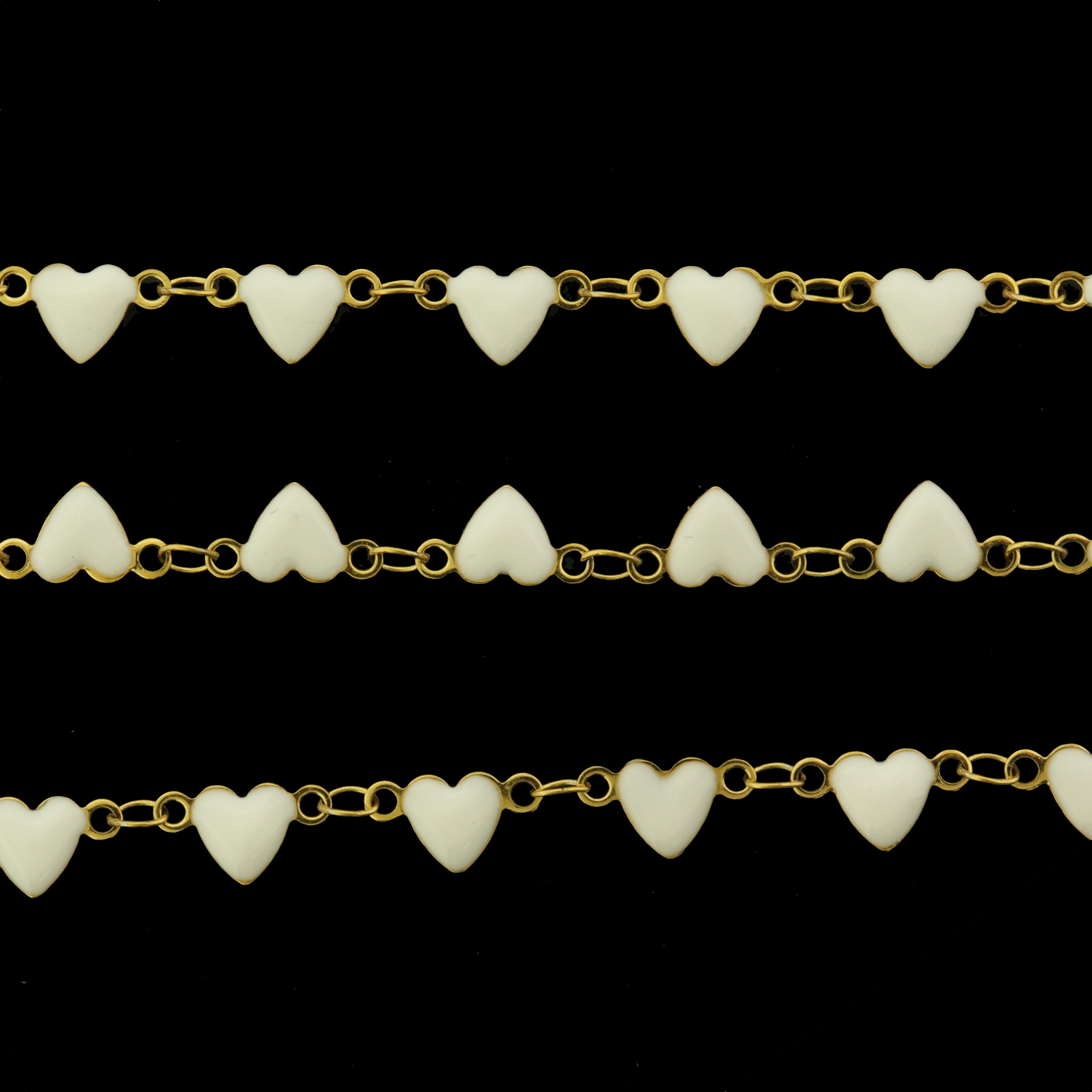 18k Gold Stainless Steel Enamel Heart Chain - 1 Meter - Choose Your Color!