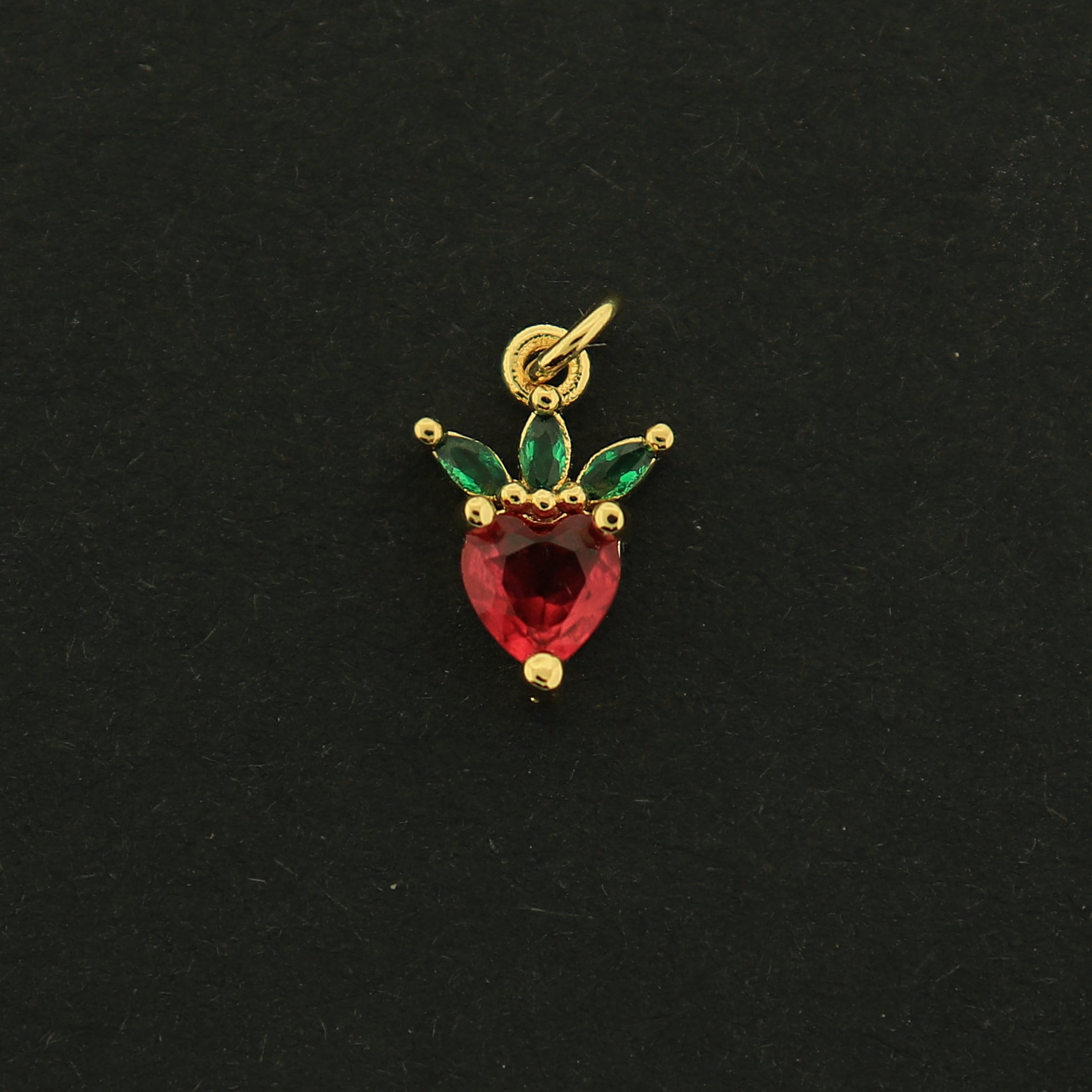 18k Gold Strawberry Charm - Food Pendant - 18k Gold Plated - GLD118