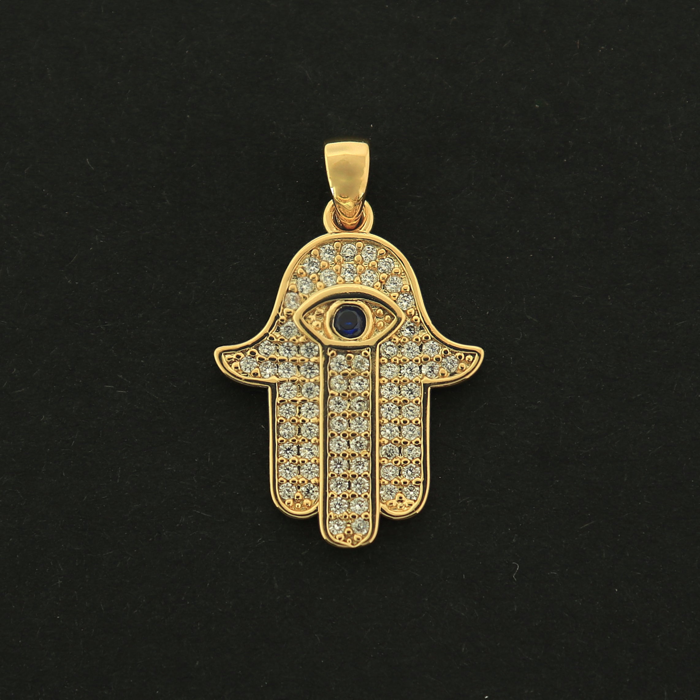18k Hamsa Hand Charm - Spiritual Pendant - 18k Gold Plated - GLD484