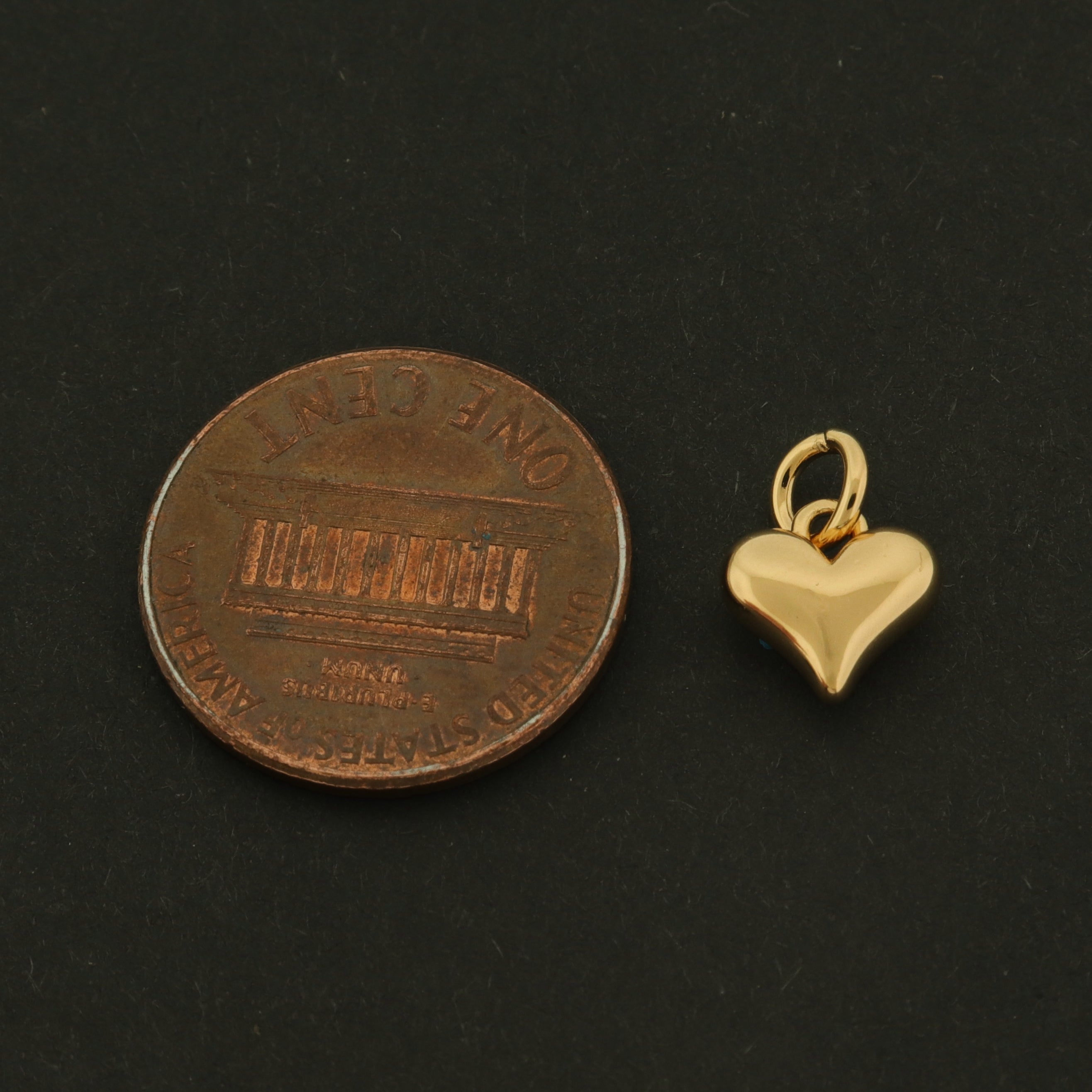 18k Heart Charm - 2 Charms - Super Tiny Love Pendant - 18k Gold Plated - GLD777