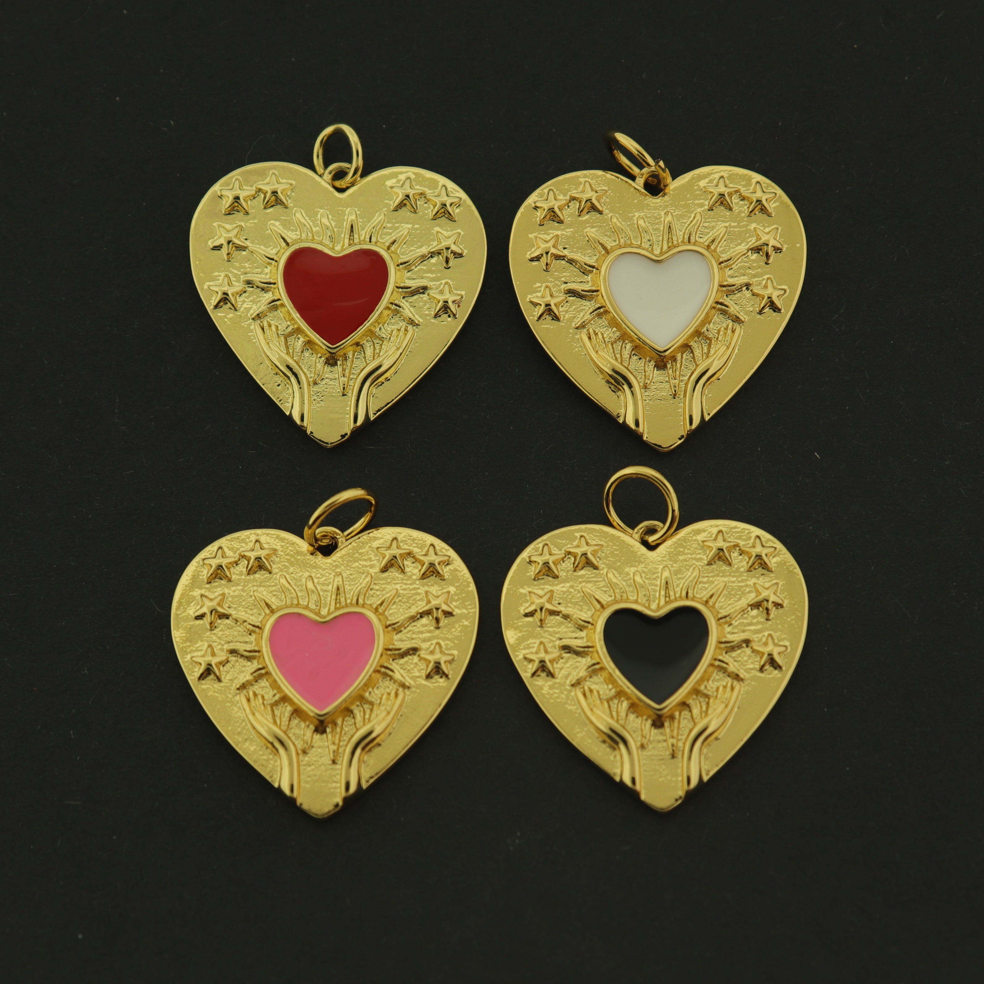 18k Heart Charm - Choose Your Color - 18k Gold Plated Brass