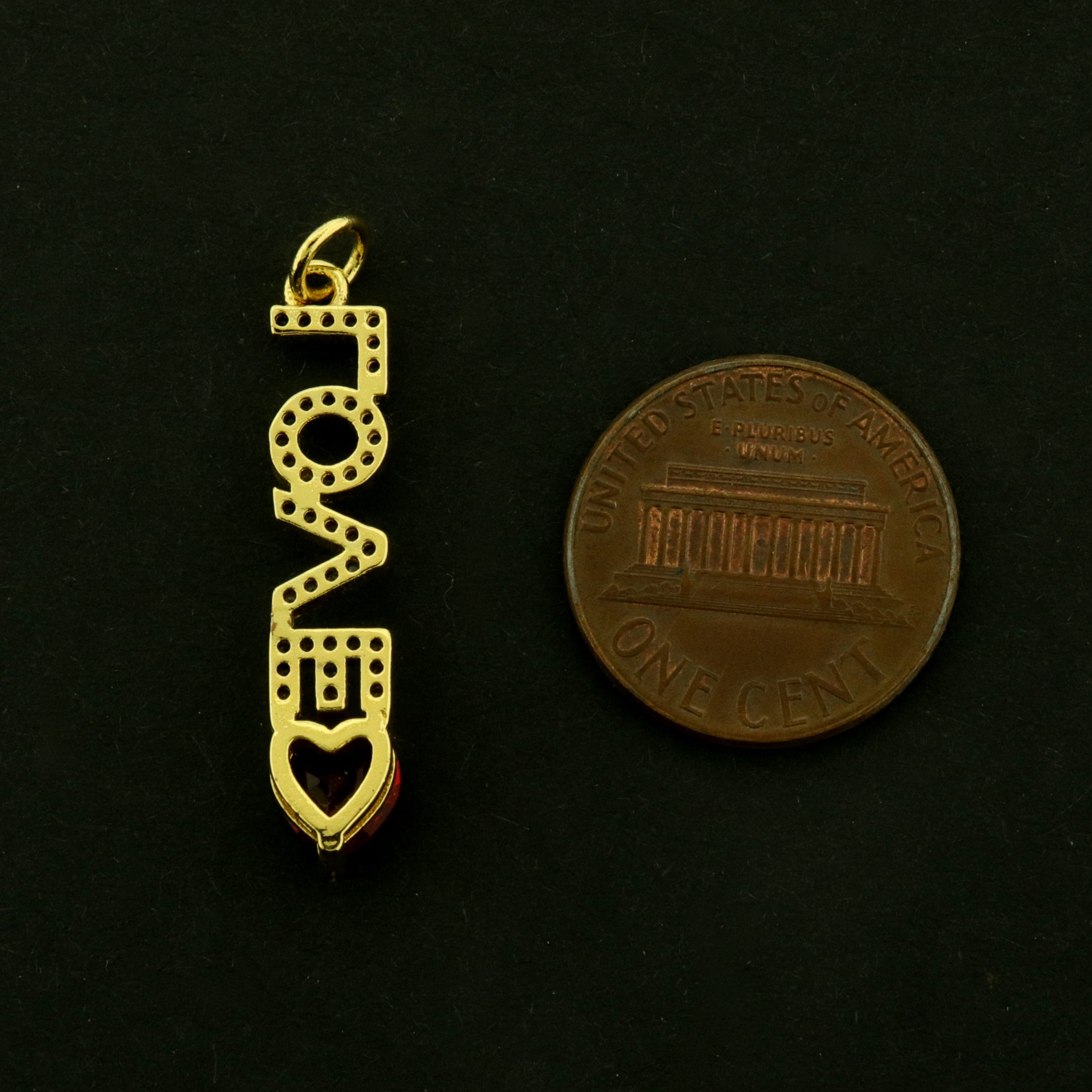 18k Love Charm - 1 Charm - Love Pendant - 18k Plated Brass - GLD800