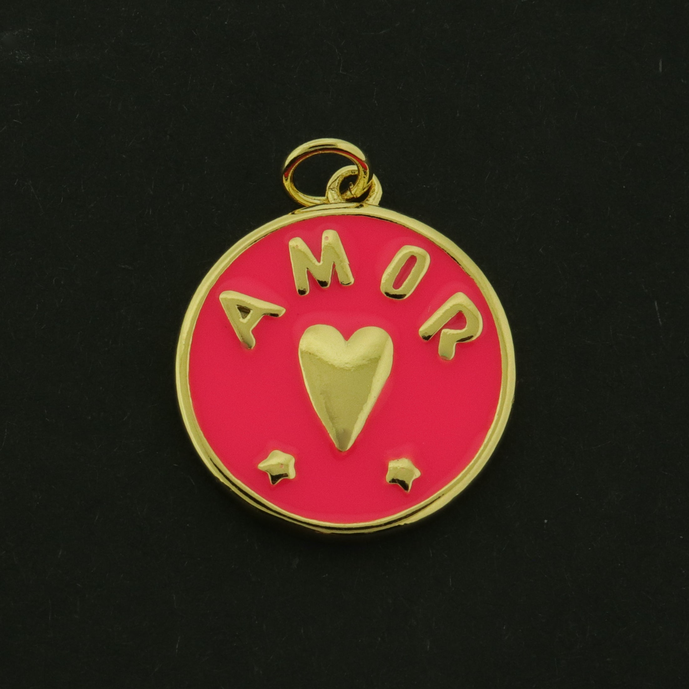 18k Love Charm - Amor Pendant - 18k Gold Plated Brass - GLD797