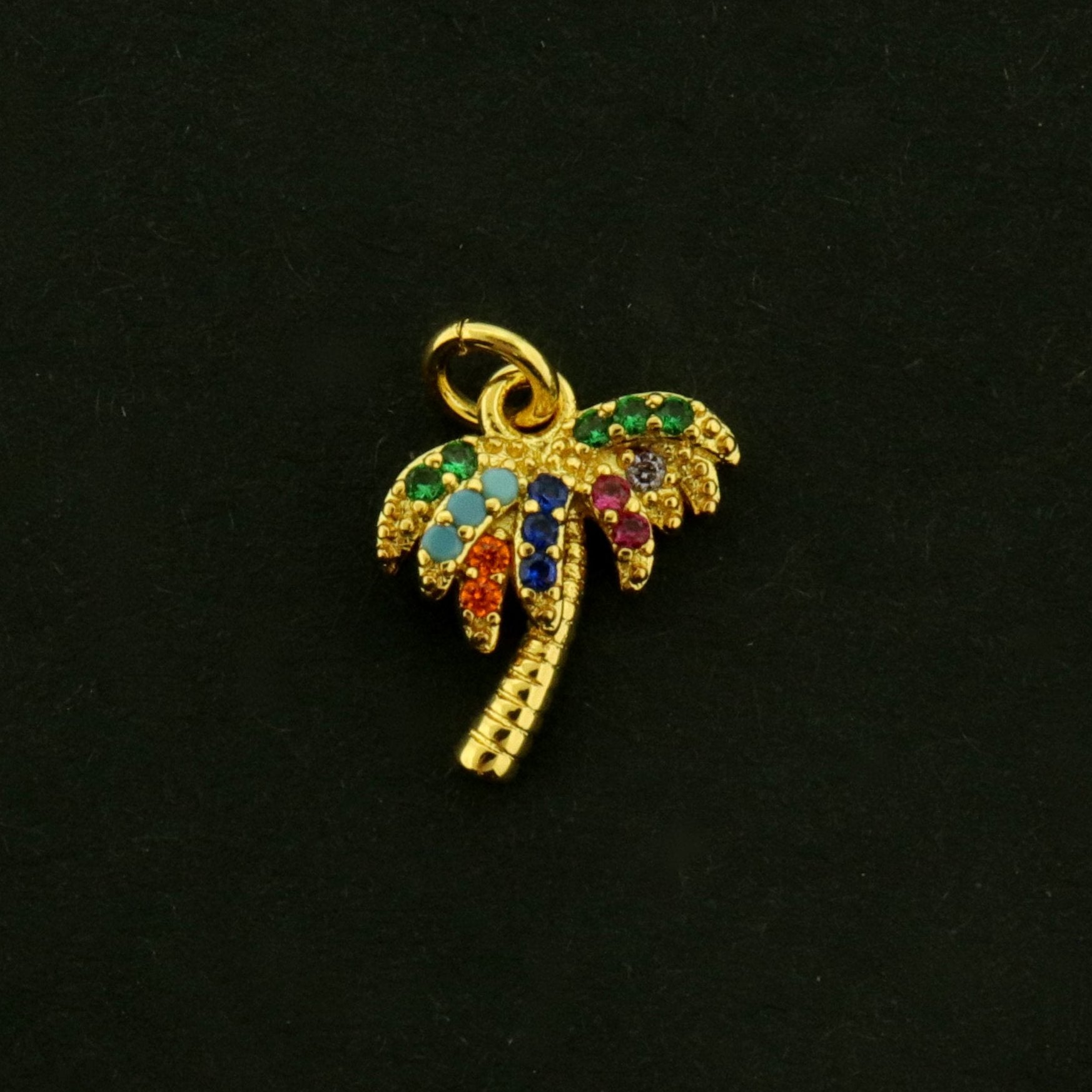 18k Palm Tree Charm - Beach Pendant - 18k Gold Plated - GLD804
