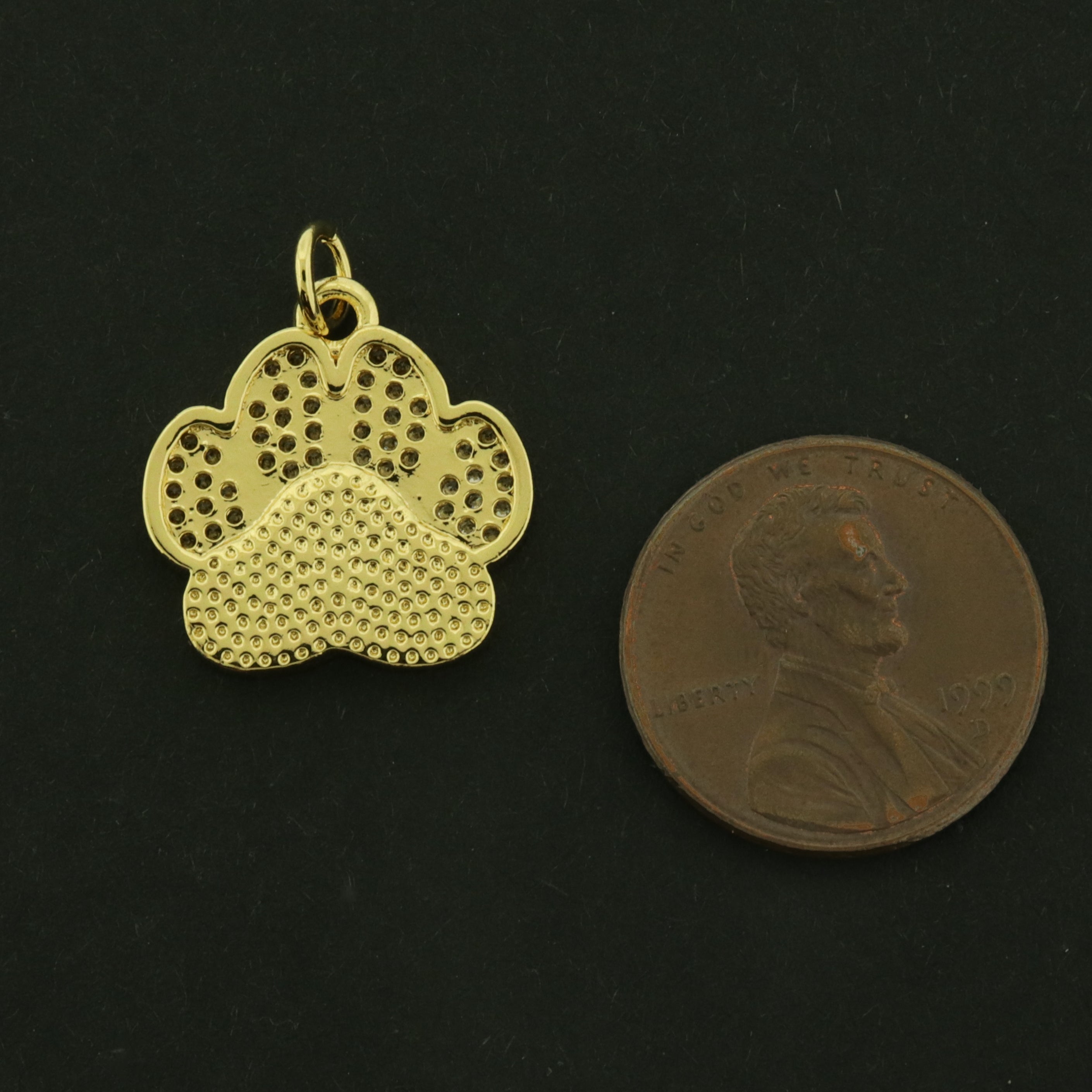 18k Paw Charm - Animal Pendant - 18k Gold Plated Brass with Shell Inlay - GLD1111