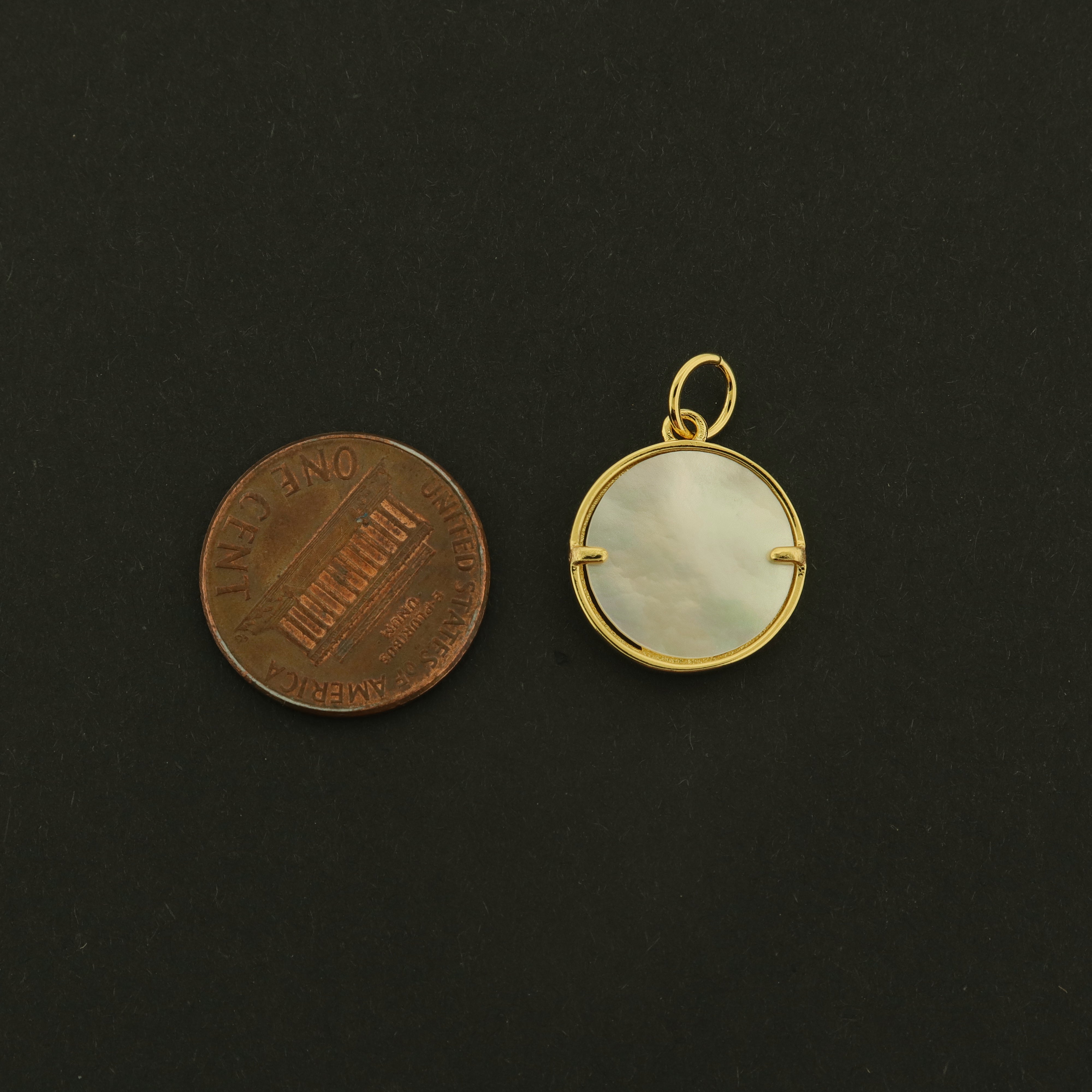 18k Prayer Charm - Religious Pendant - 18k Gold Plating with Shell Inlay - GLD766