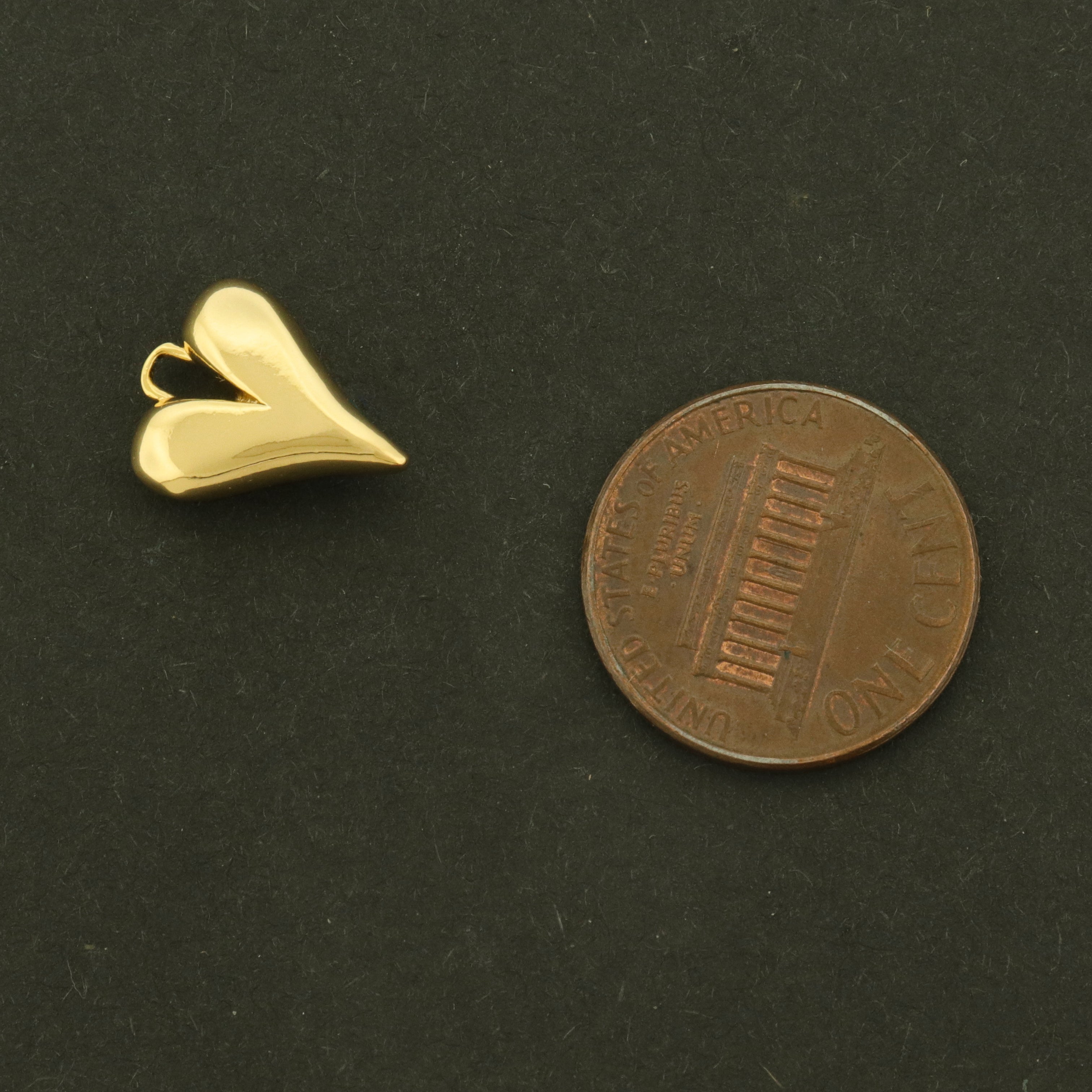 18k Puffy Heart Charm - 3D Love Pendant - 18k Gold Plated - GLD1131