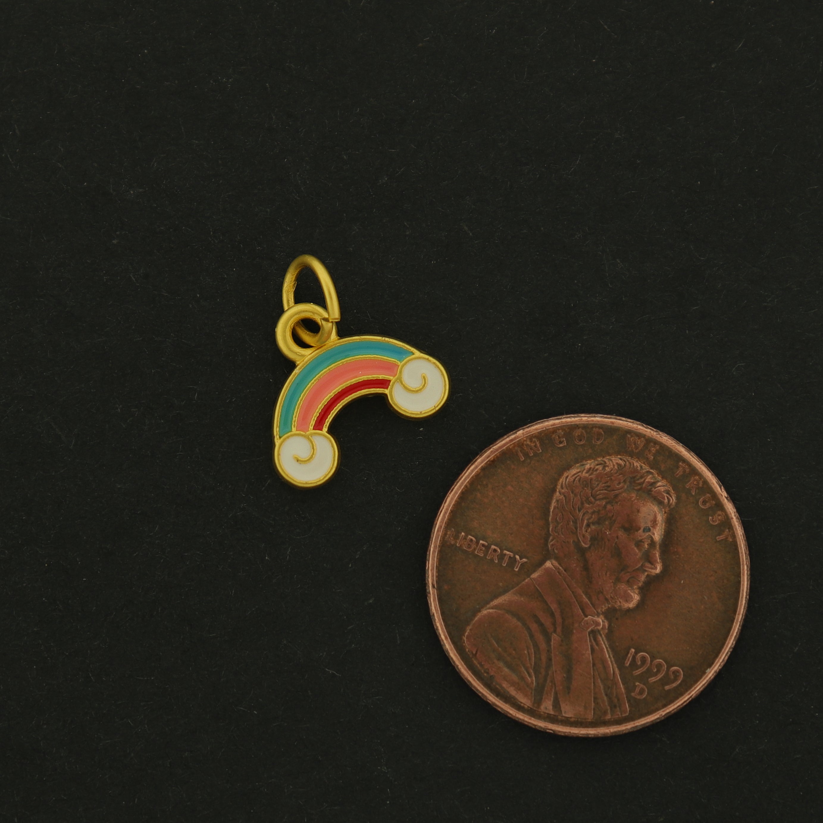18k Rainbow Charm - Small and Dainty - Matte 18k Gold Plated - GLD645