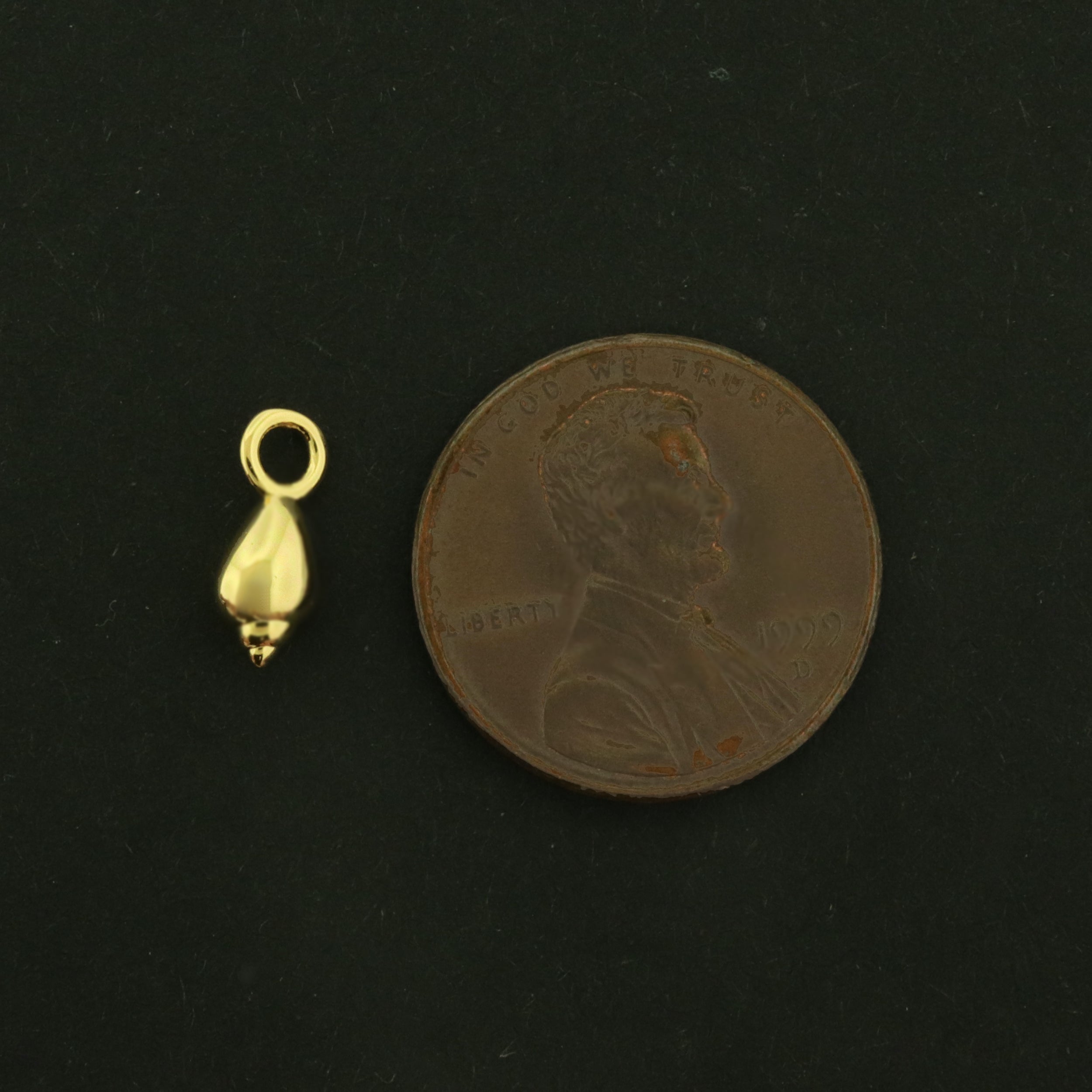 18k Sea Shell Charm - Beach Pendant - 18k Gold Plated Brass with CZs - GLD1109