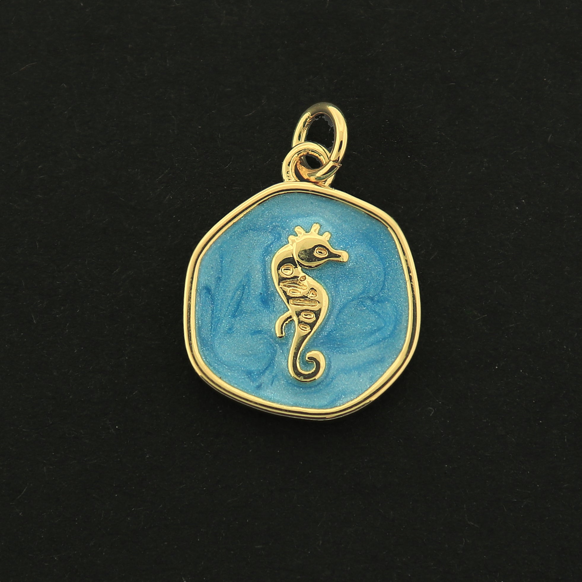 18k Seahorse Charm - Nautical Pendant - 18k Gold Plated - GLD471