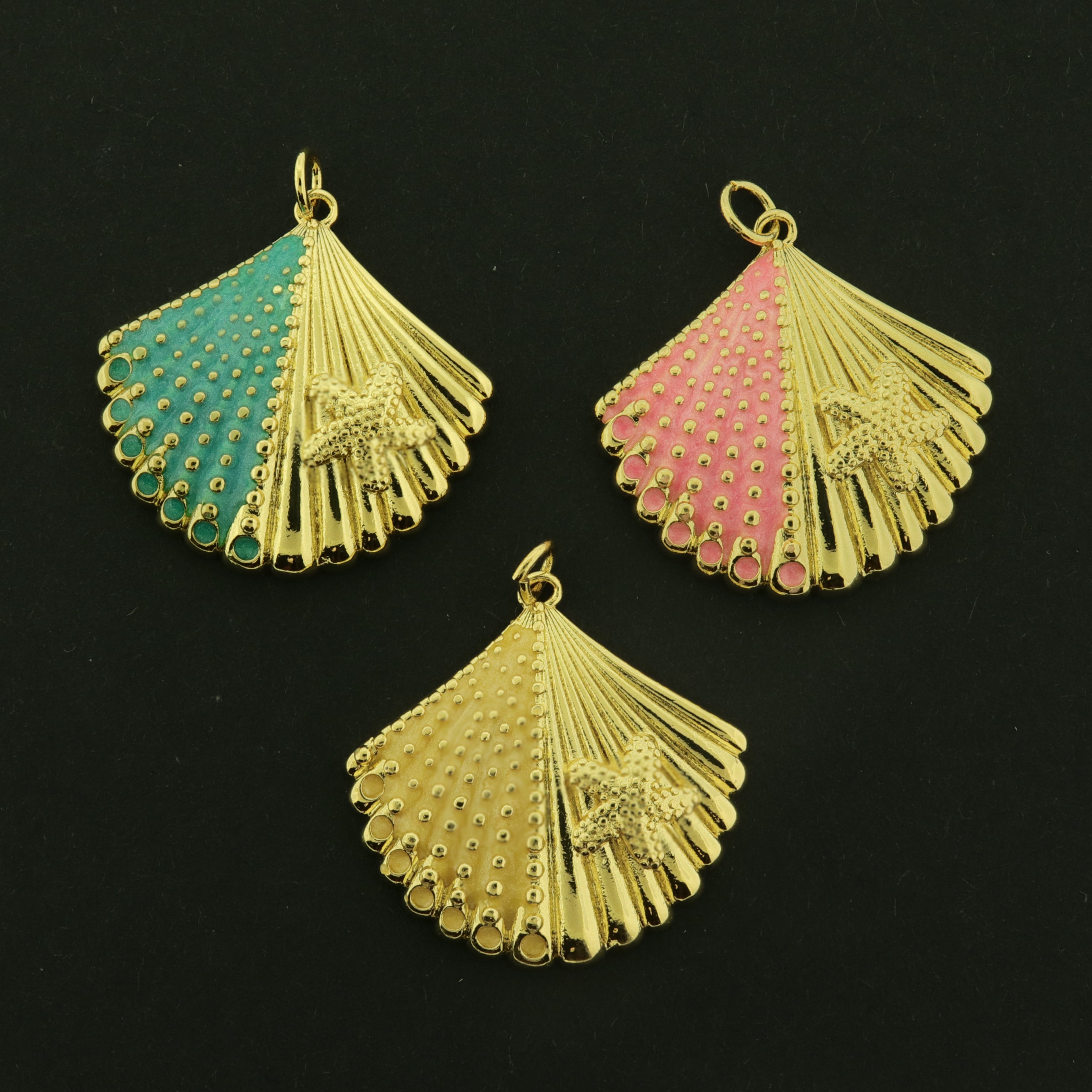 18k Seashell Charm - Beach Pendant - 18k Gold Plated - Choose Your Color!
