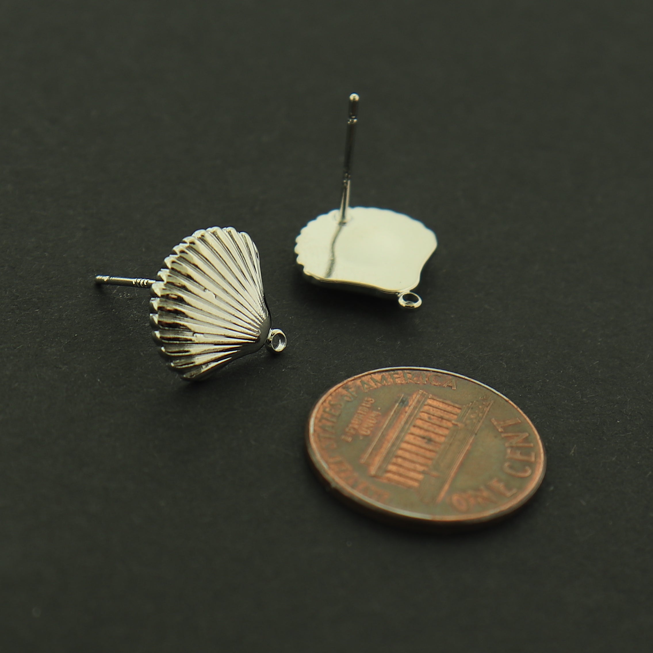 18k Shell Earrings - Silver or Gold - 18k Gold Plated Copper